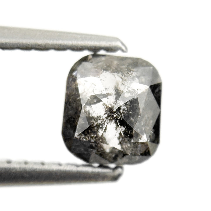 0.69 Ct Cushion Rose Cut Grey Natural Salt and Pepper Diamond