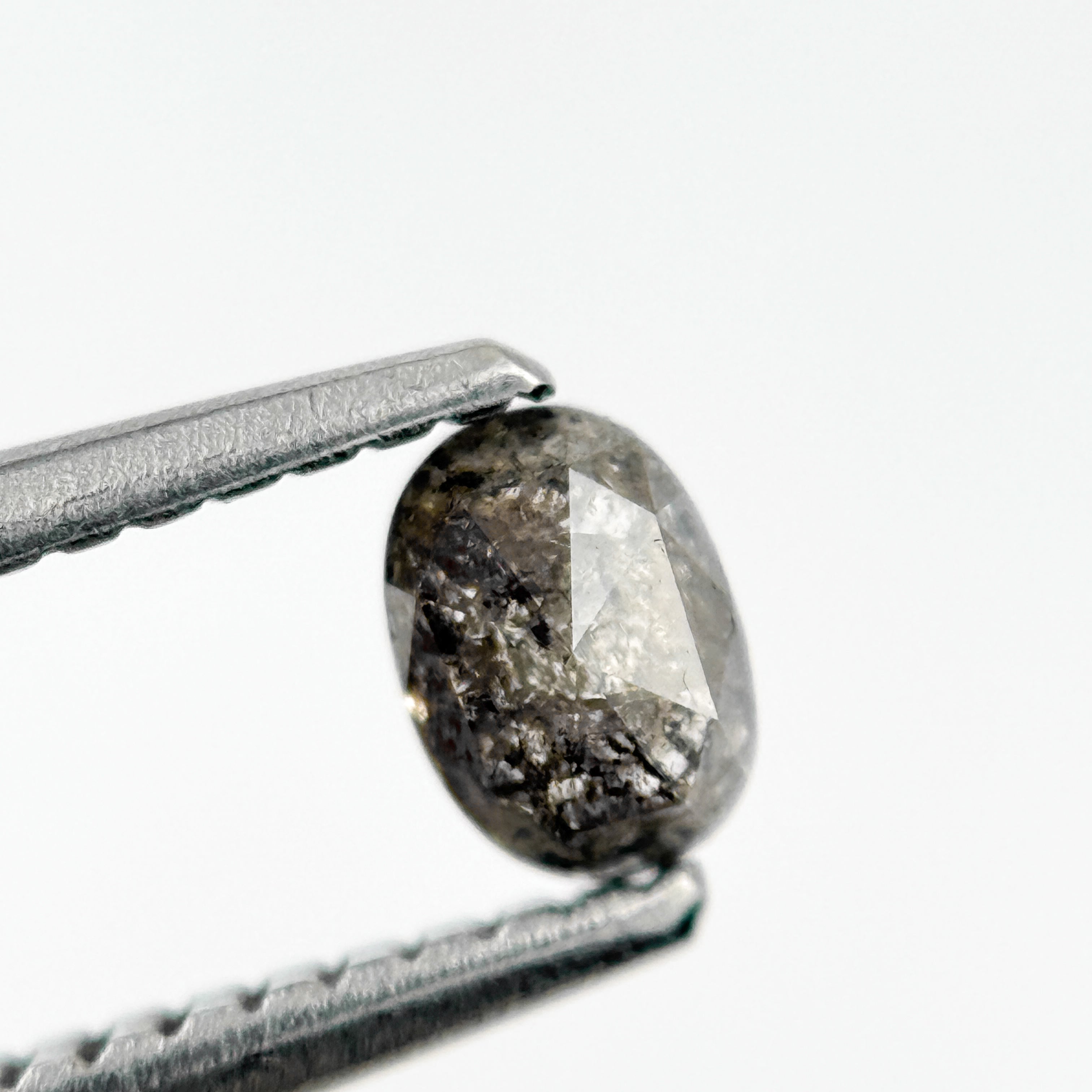0.36 Ct Oval Rose Cut Grey Natural Minimal Diamond