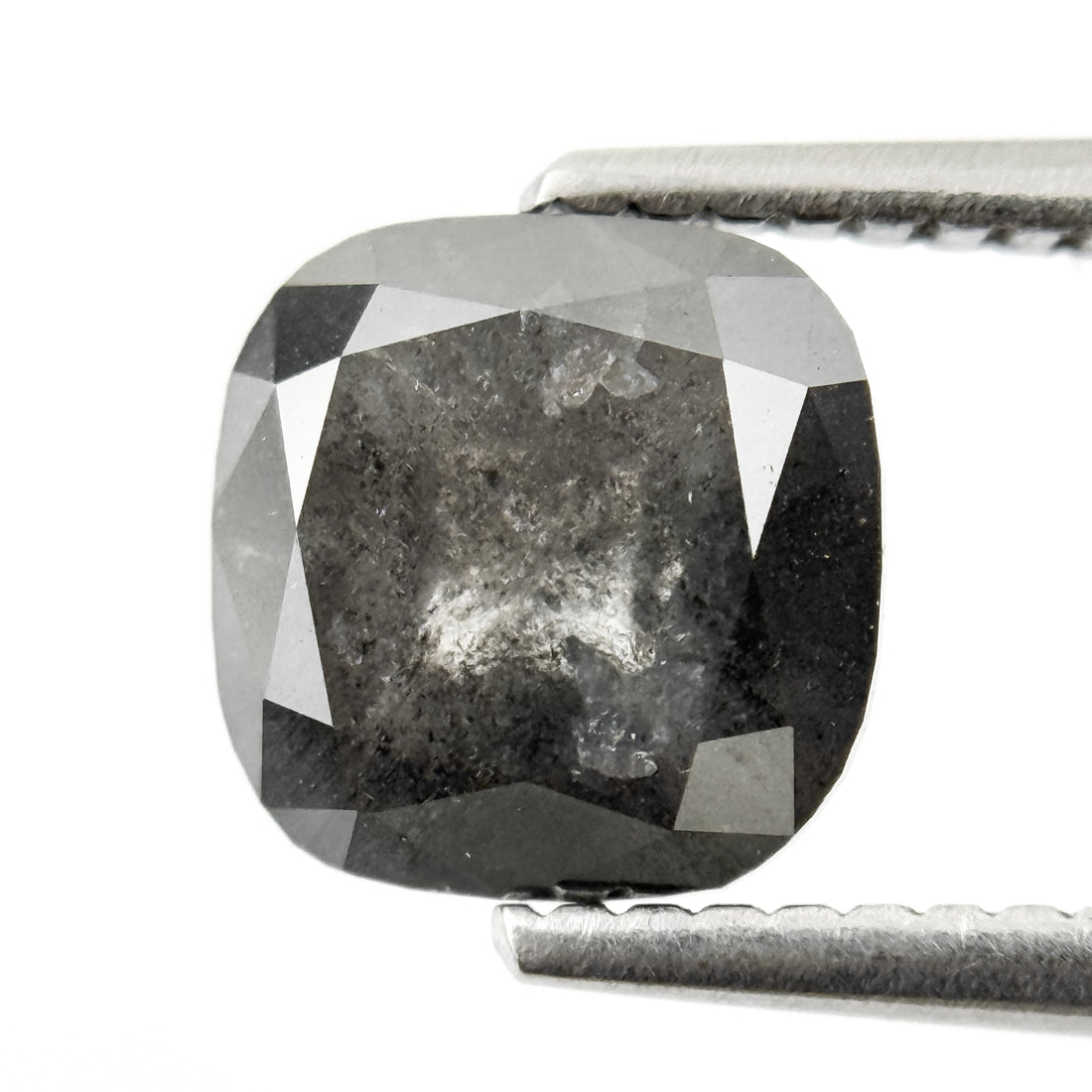 2.01 Ct Cushion Rose Cut Grey Natural Salt and Pepper Diamond