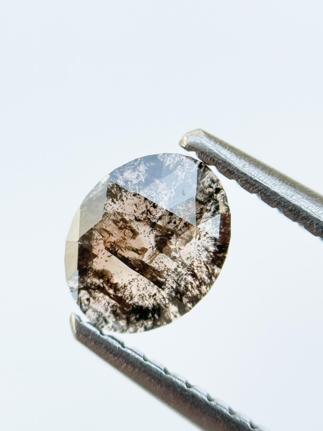 0.55 Ct Oval Rose Cut Brown Natural Salt and Pepper Diamond