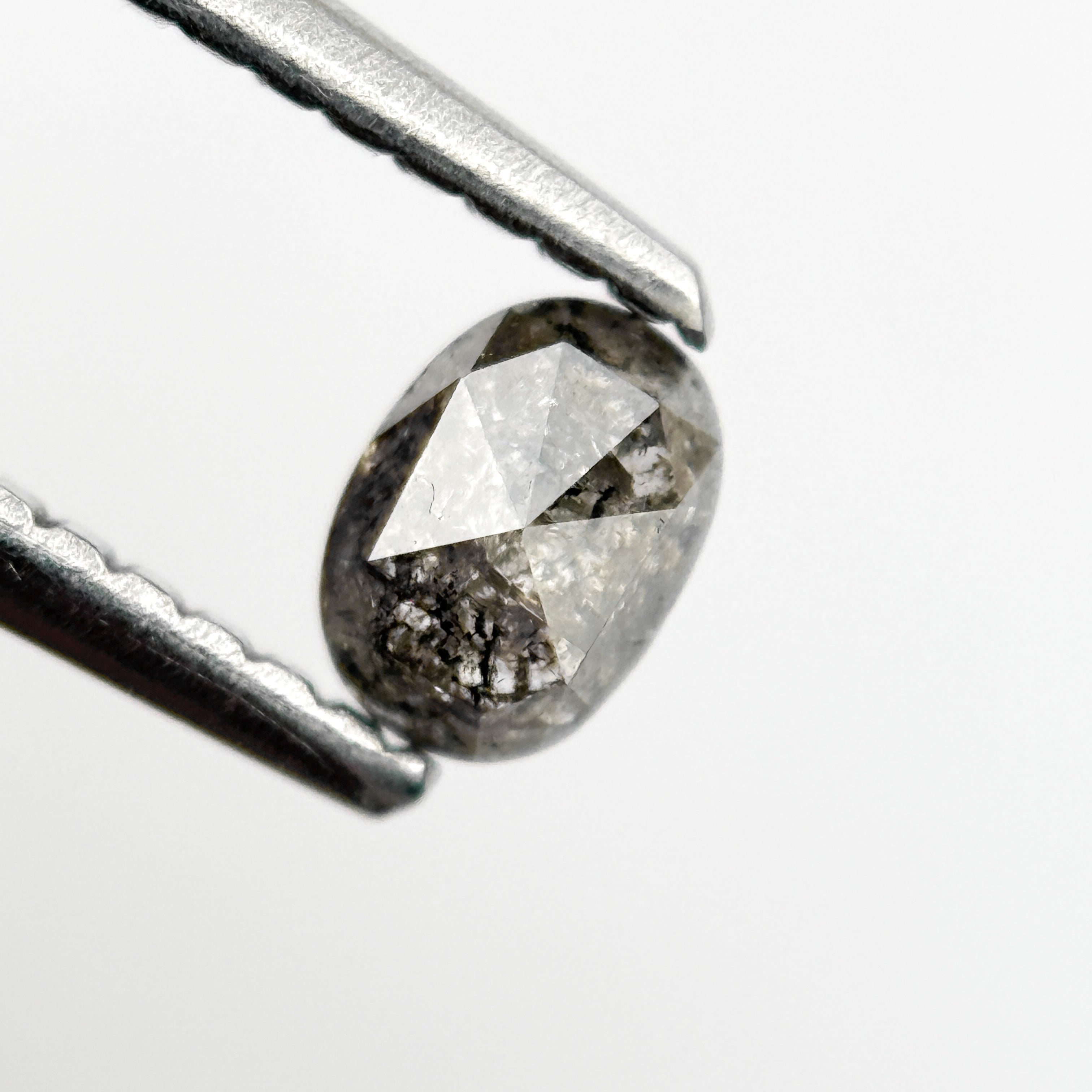 0.36 Ct Oval Rose Cut Grey Natural Minimal Diamond