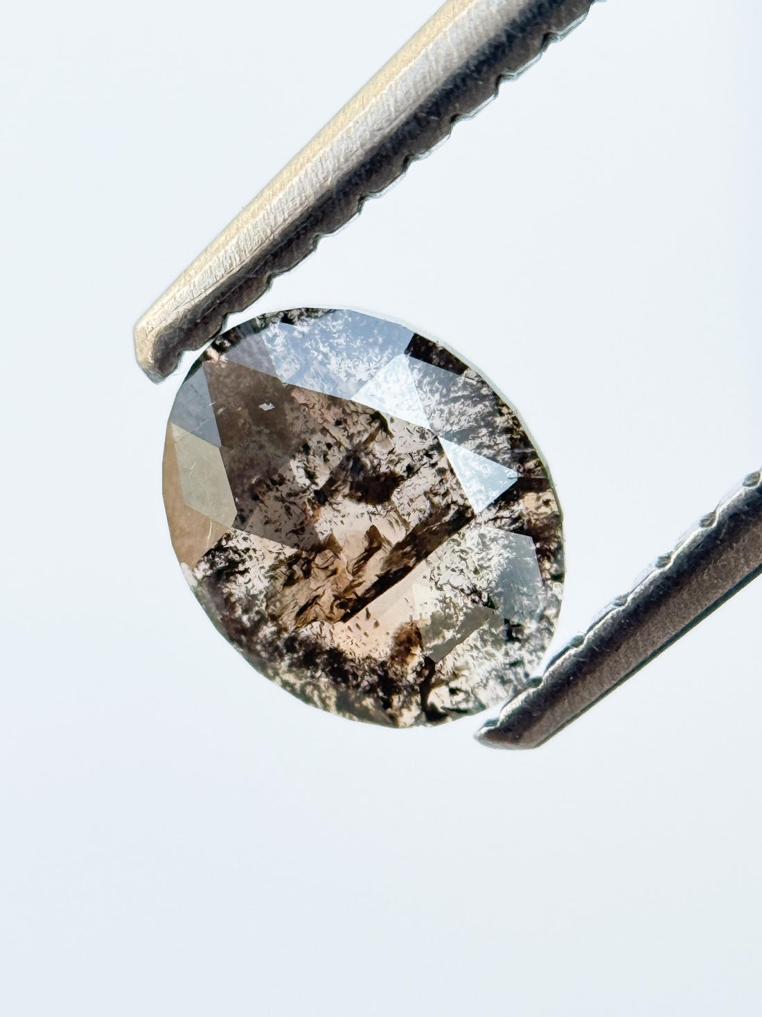 0.55 Ct Oval Rose Cut Brown Natural Salt and Pepper Diamond