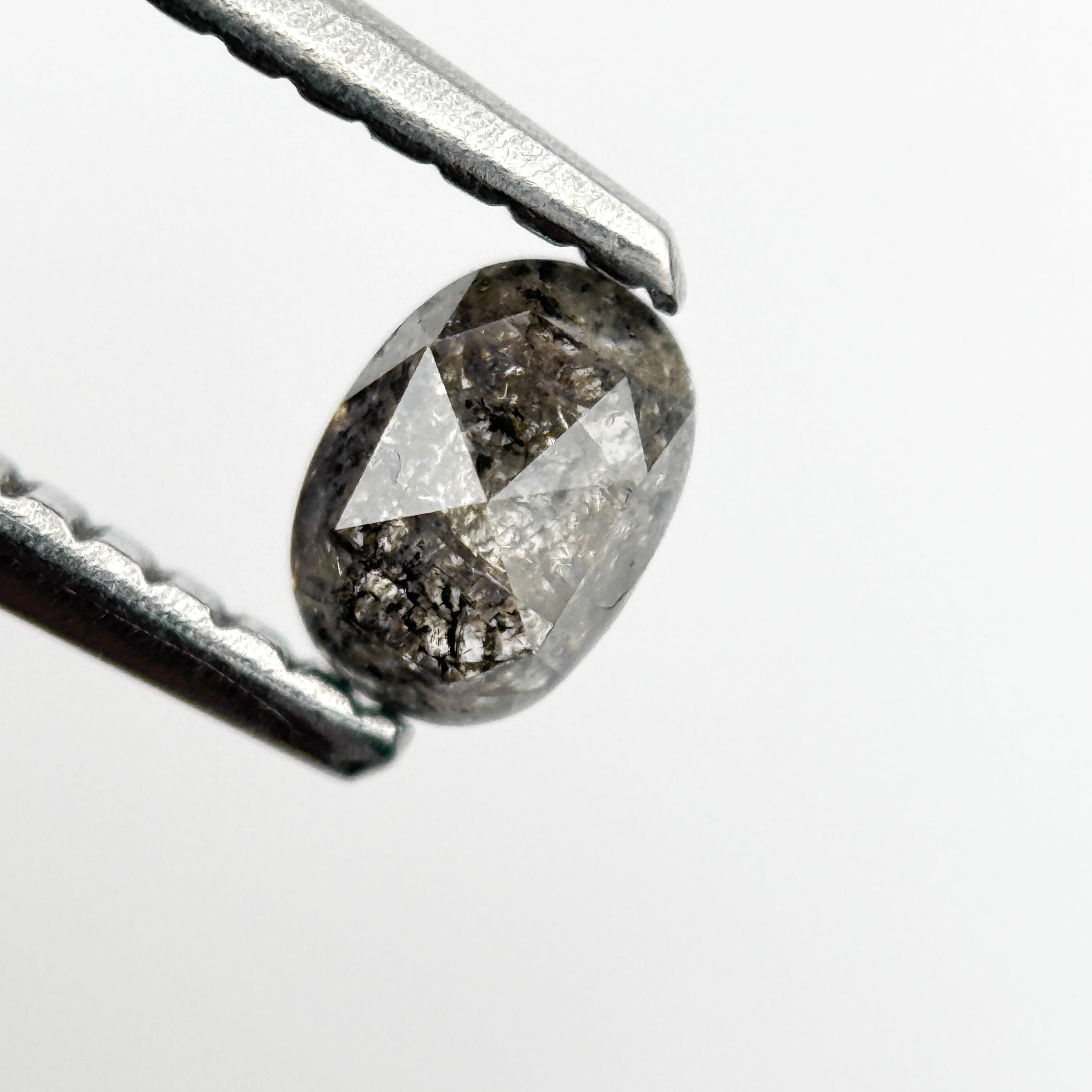 0.36 Ct Oval Rose Cut Grey Natural Minimal Diamond