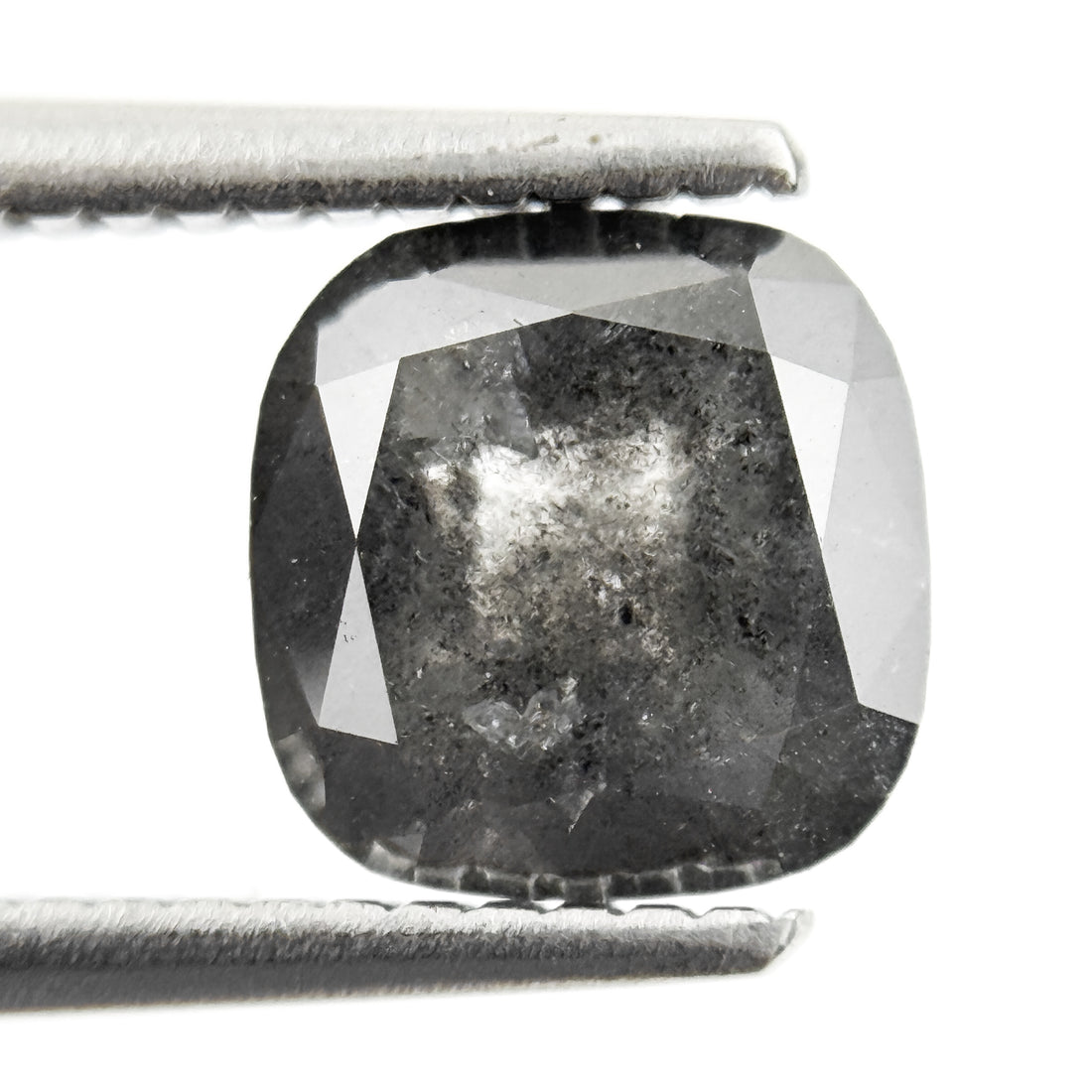 2.01 Ct Cushion Rose Cut Grey Natural Salt and Pepper Diamond