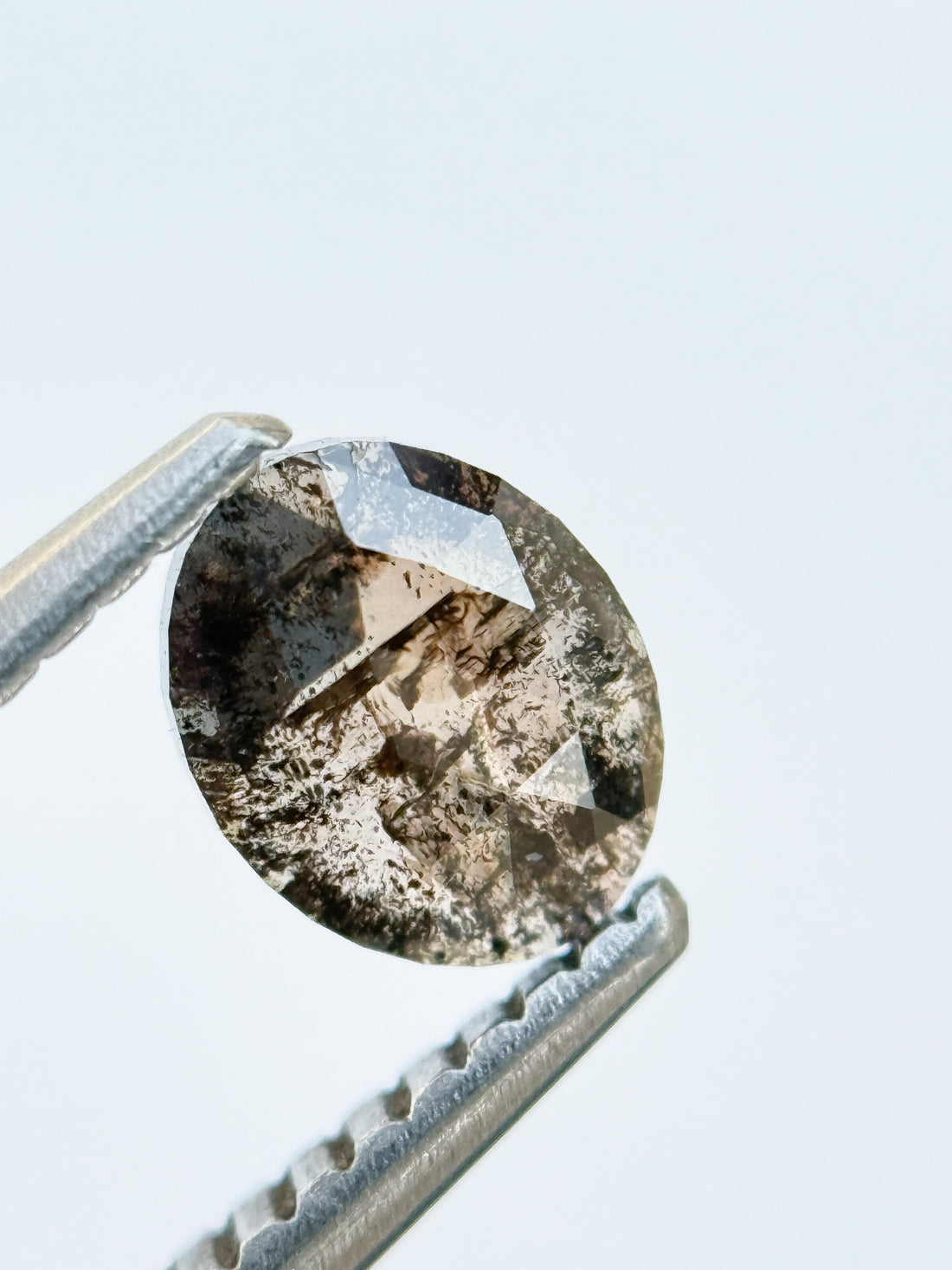 0.55 Ct Oval Rose Cut Brown Natural Salt and Pepper Diamond