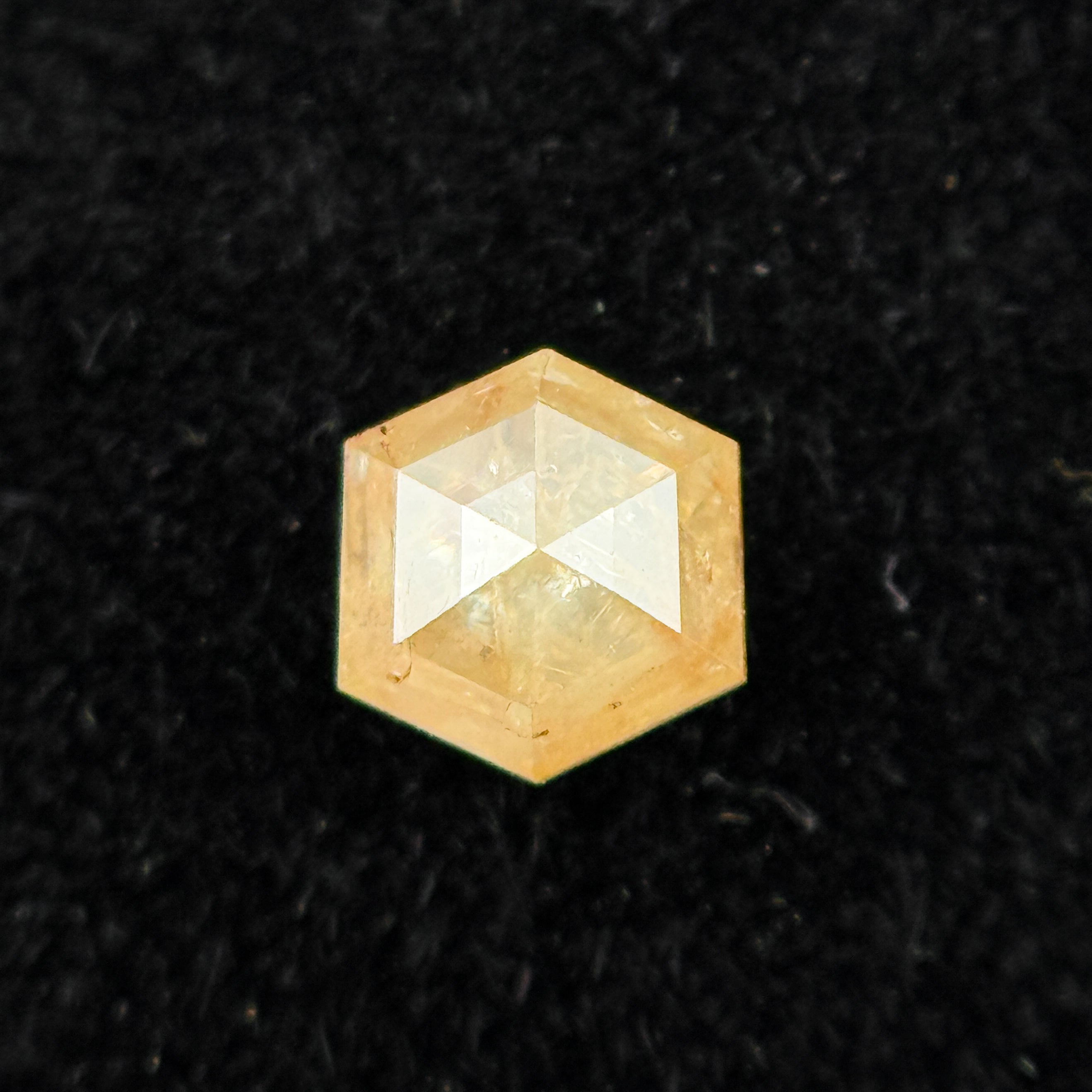 0.30 Ct Hexagon Rose Cut Yellow Natural Salt and Pepper Diamond