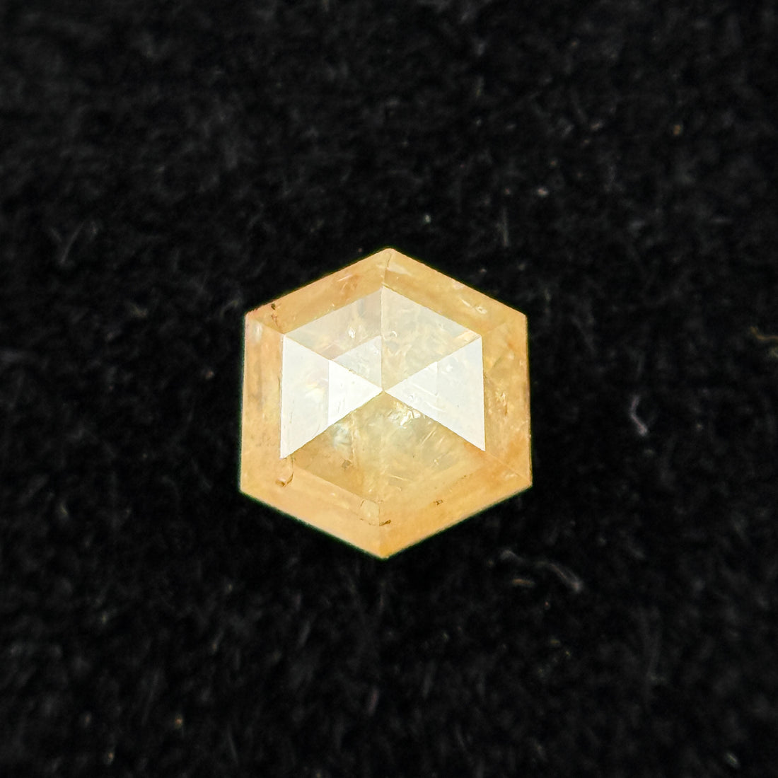 0.30 Ct Hexagon Rose Cut Yellow Natural Salt and Pepper Diamond