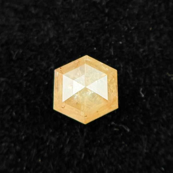 0.30 Ct Hexagon Rose Cut Yellow Natural Salt and Pepper Diamond
