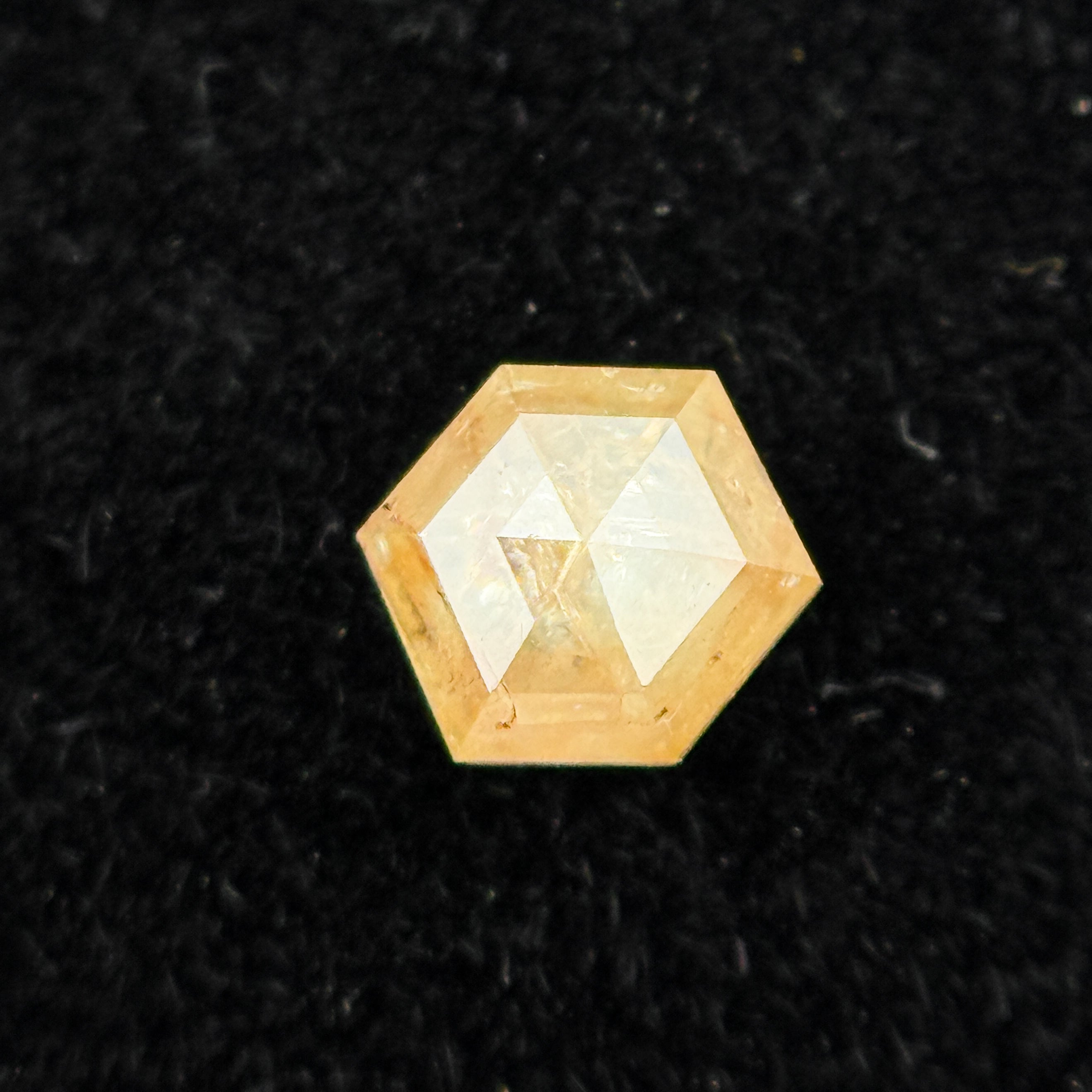 0.30 Ct Hexagon Rose Cut Yellow Natural Salt and Pepper Diamond