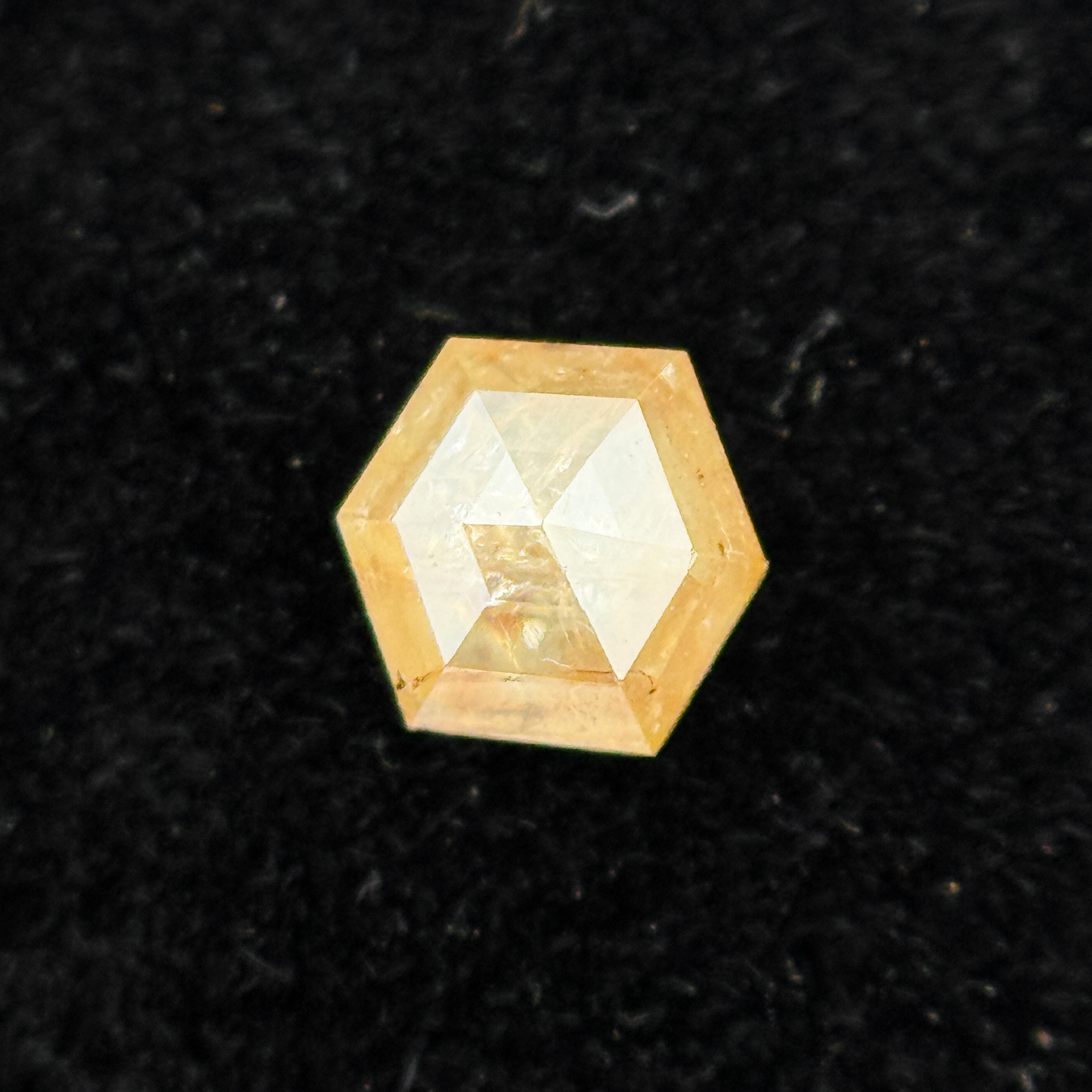 0.30 Ct Hexagon Rose Cut Yellow Natural Salt and Pepper Diamond