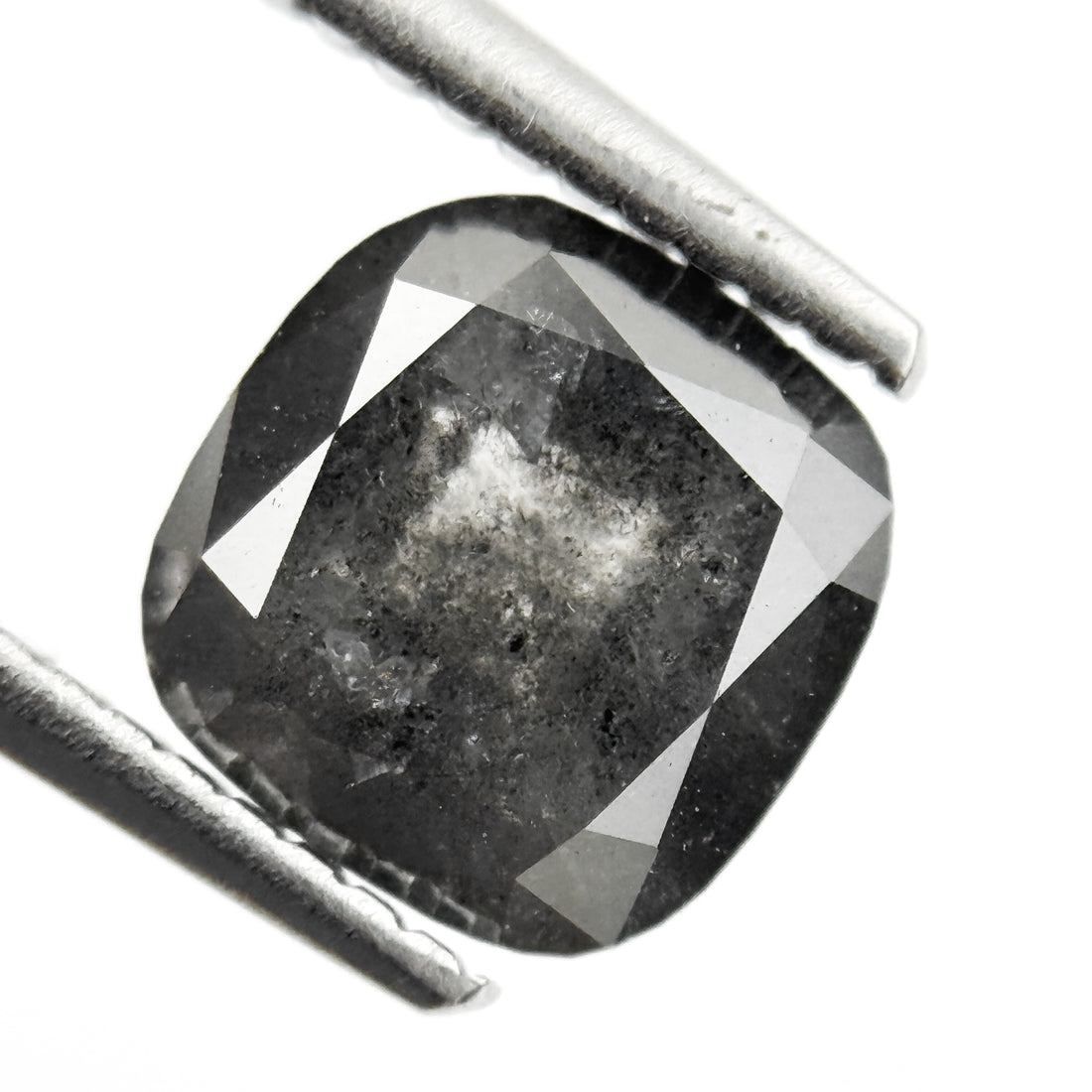 2.01 Ct Cushion Rose Cut Grey Natural Salt and Pepper Diamond