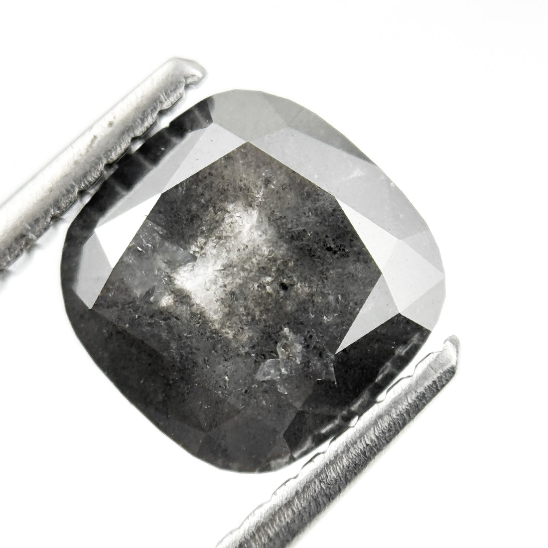 2.01 Ct Cushion Rose Cut Grey Natural Salt and Pepper Diamond