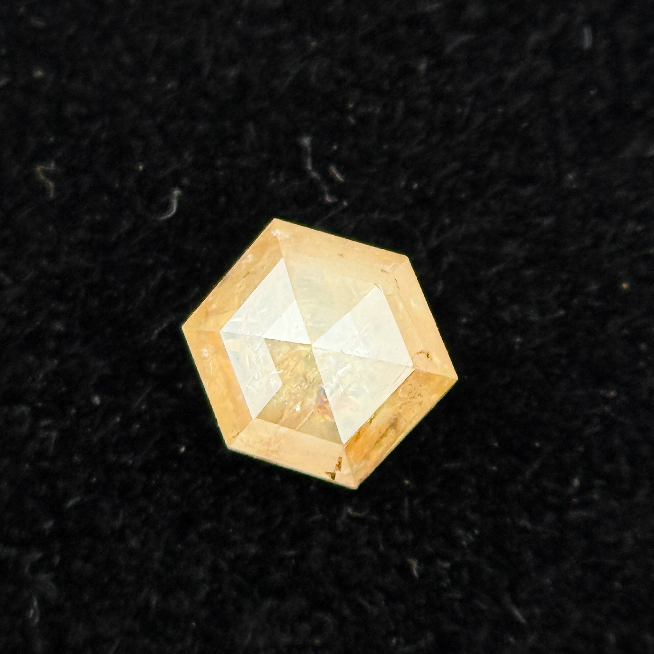 0.30 Ct Hexagon Rose Cut Yellow Natural Salt and Pepper Diamond
