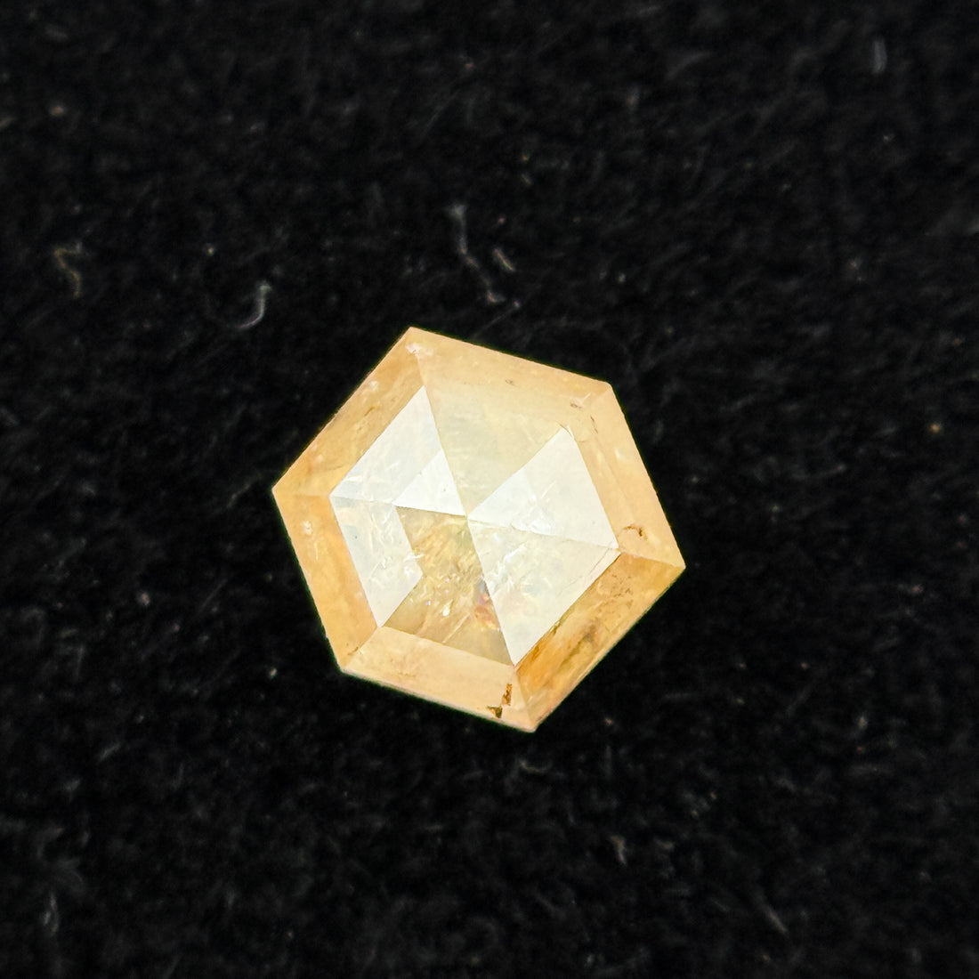 0.30 Ct Hexagon Rose Cut Yellow Natural Salt and Pepper Diamond