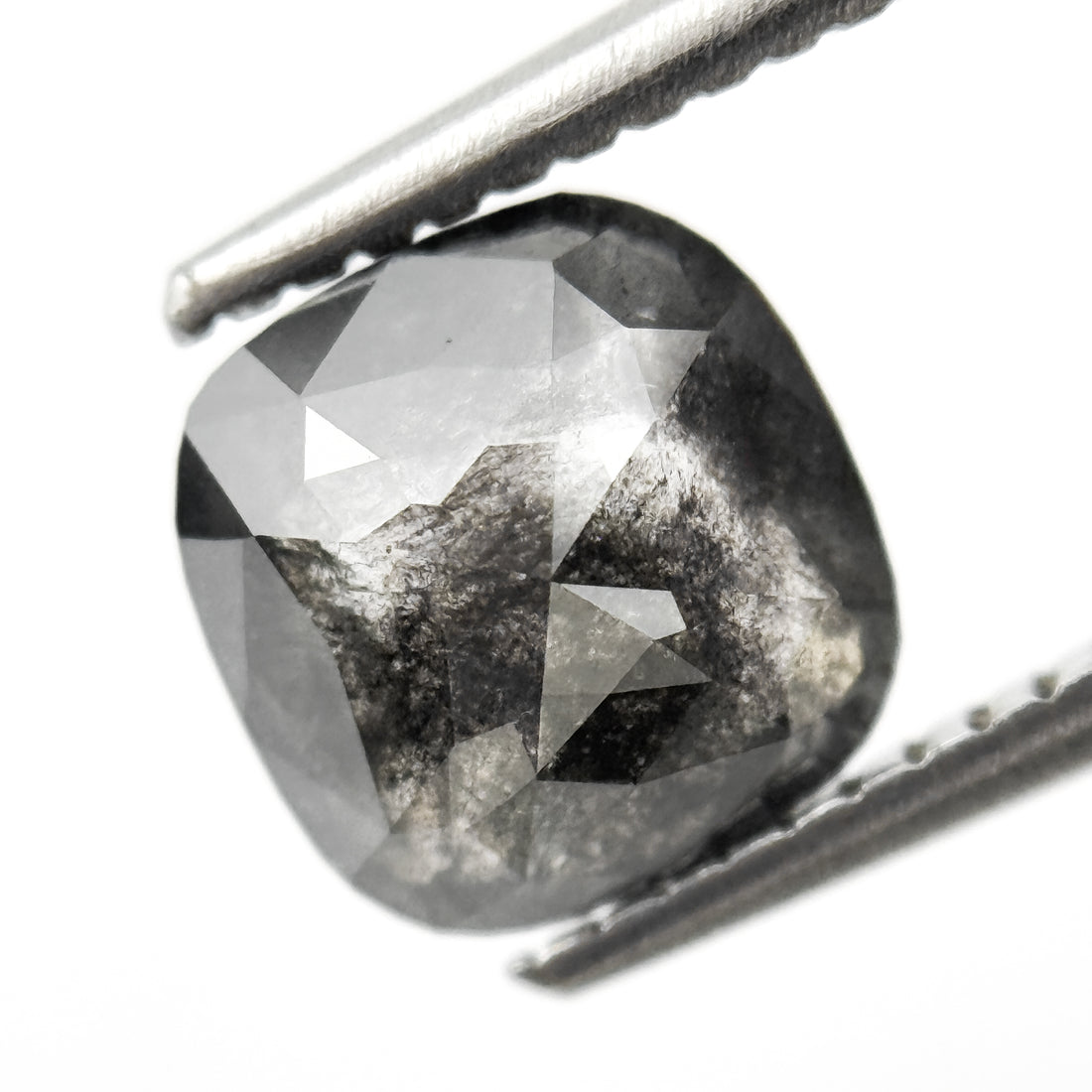 2.01 Ct Cushion Rose Cut Grey Natural Salt and Pepper Diamond