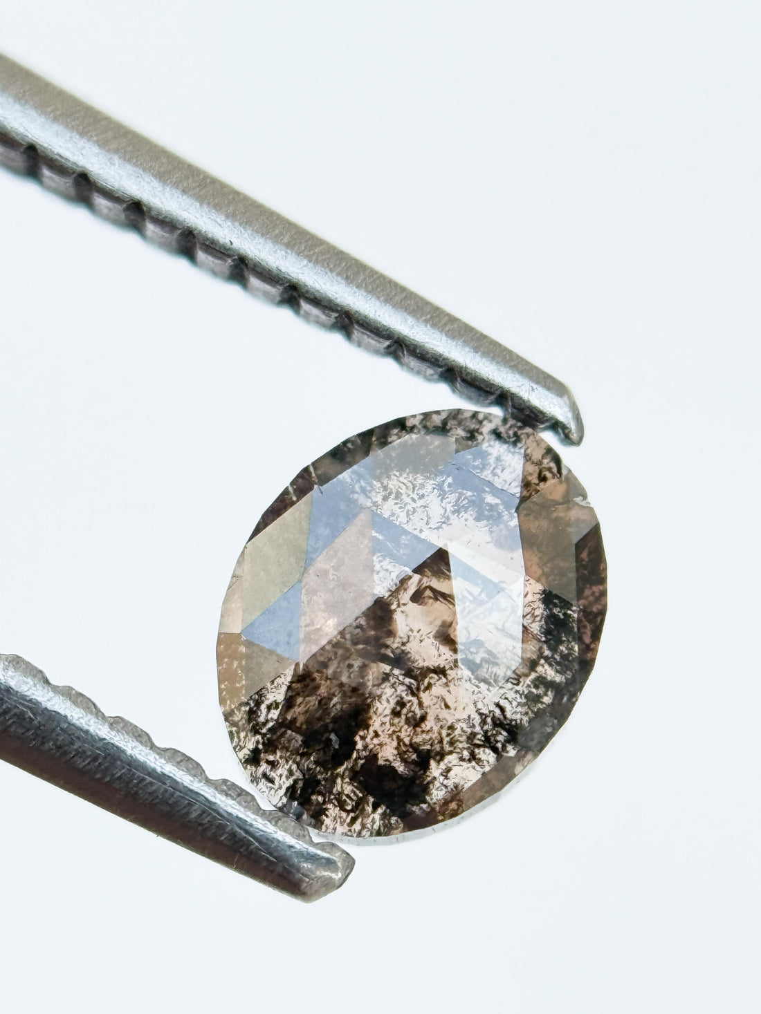 0.55 Ct Oval Rose Cut Brown Natural Salt and Pepper Diamond