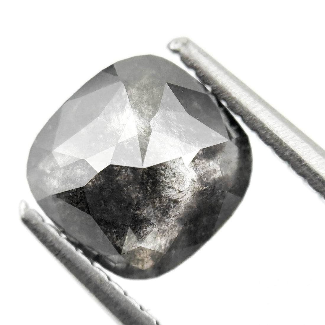 2.01 Ct Cushion Rose Cut Grey Natural Salt and Pepper Diamond