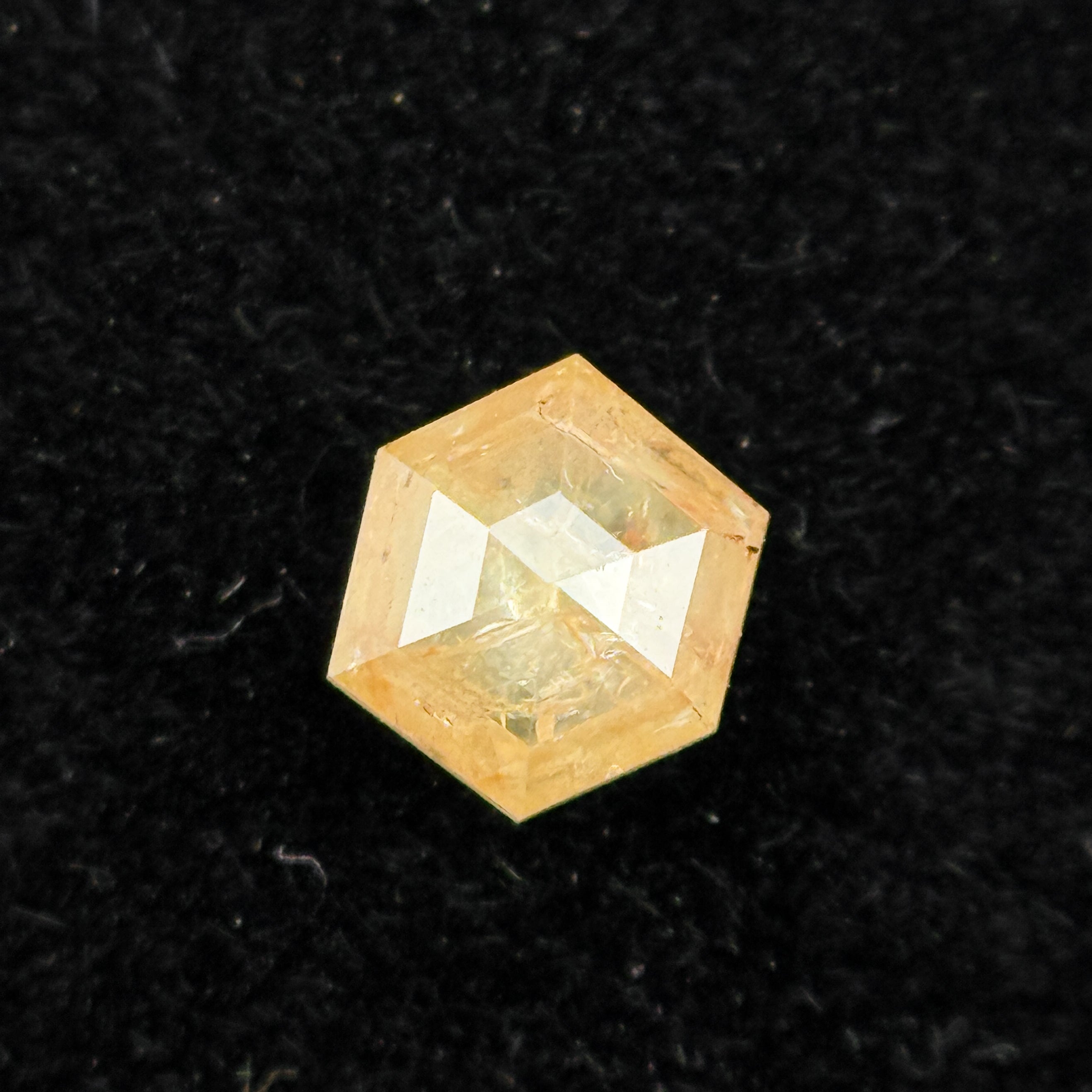 0.30 Ct Hexagon Rose Cut Yellow Natural Salt and Pepper Diamond