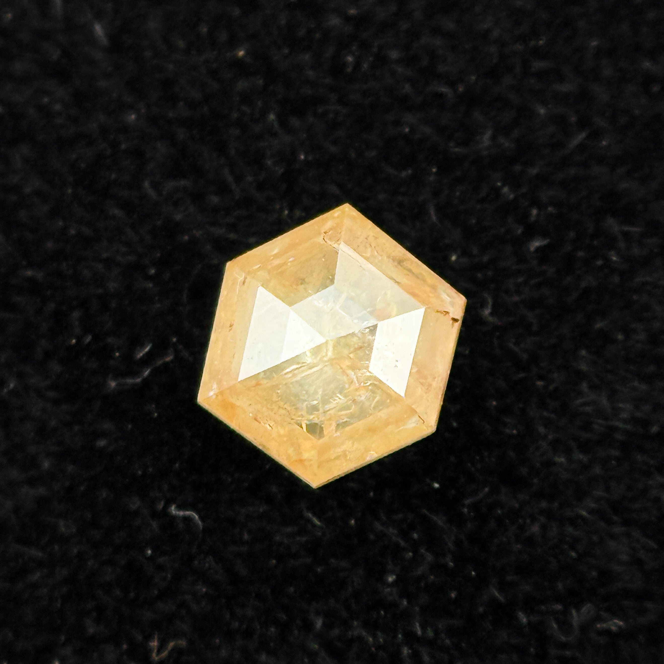 0.30 Ct Hexagon Rose Cut Yellow Natural Salt and Pepper Diamond
