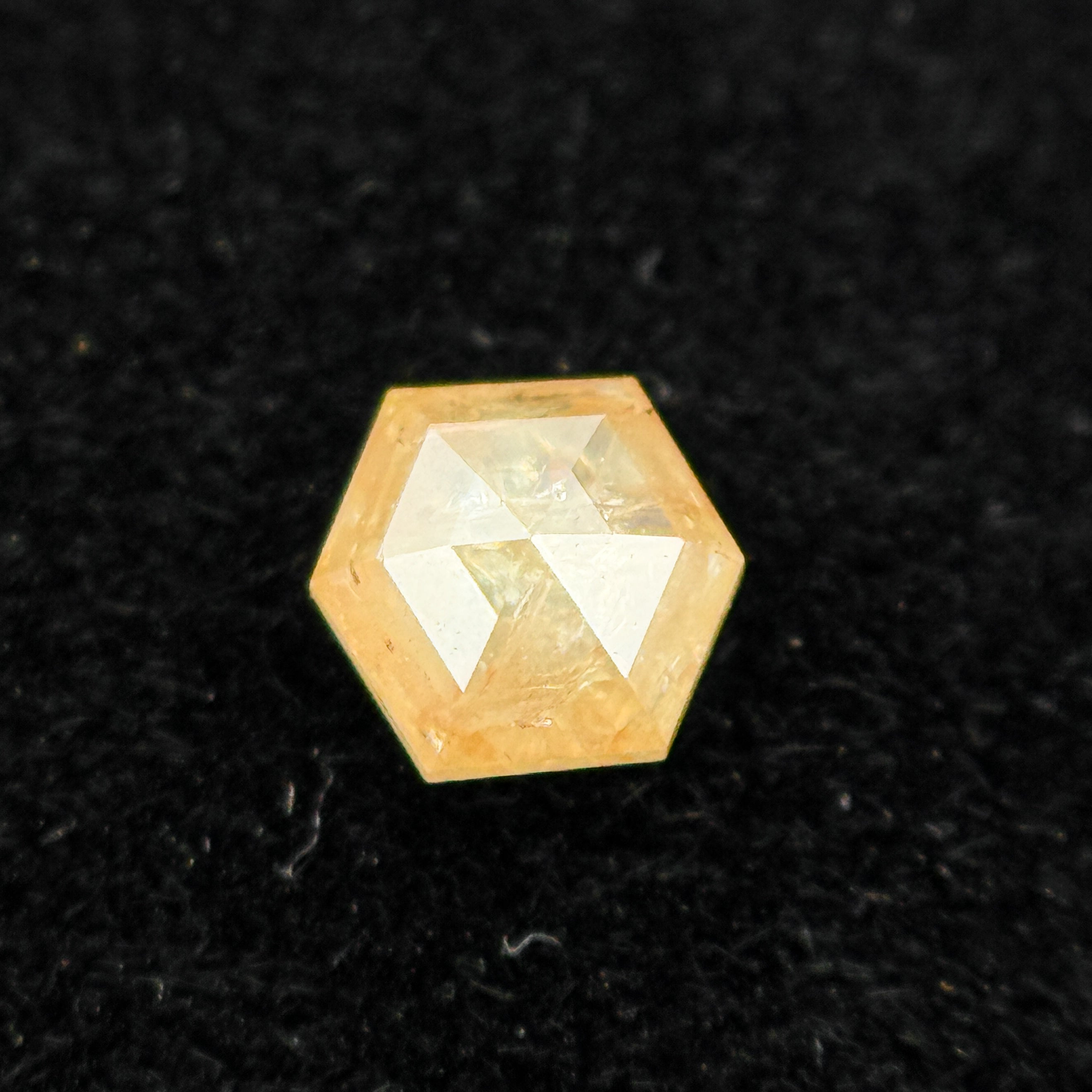 0.30 Ct Hexagon Rose Cut Yellow Natural Salt and Pepper Diamond