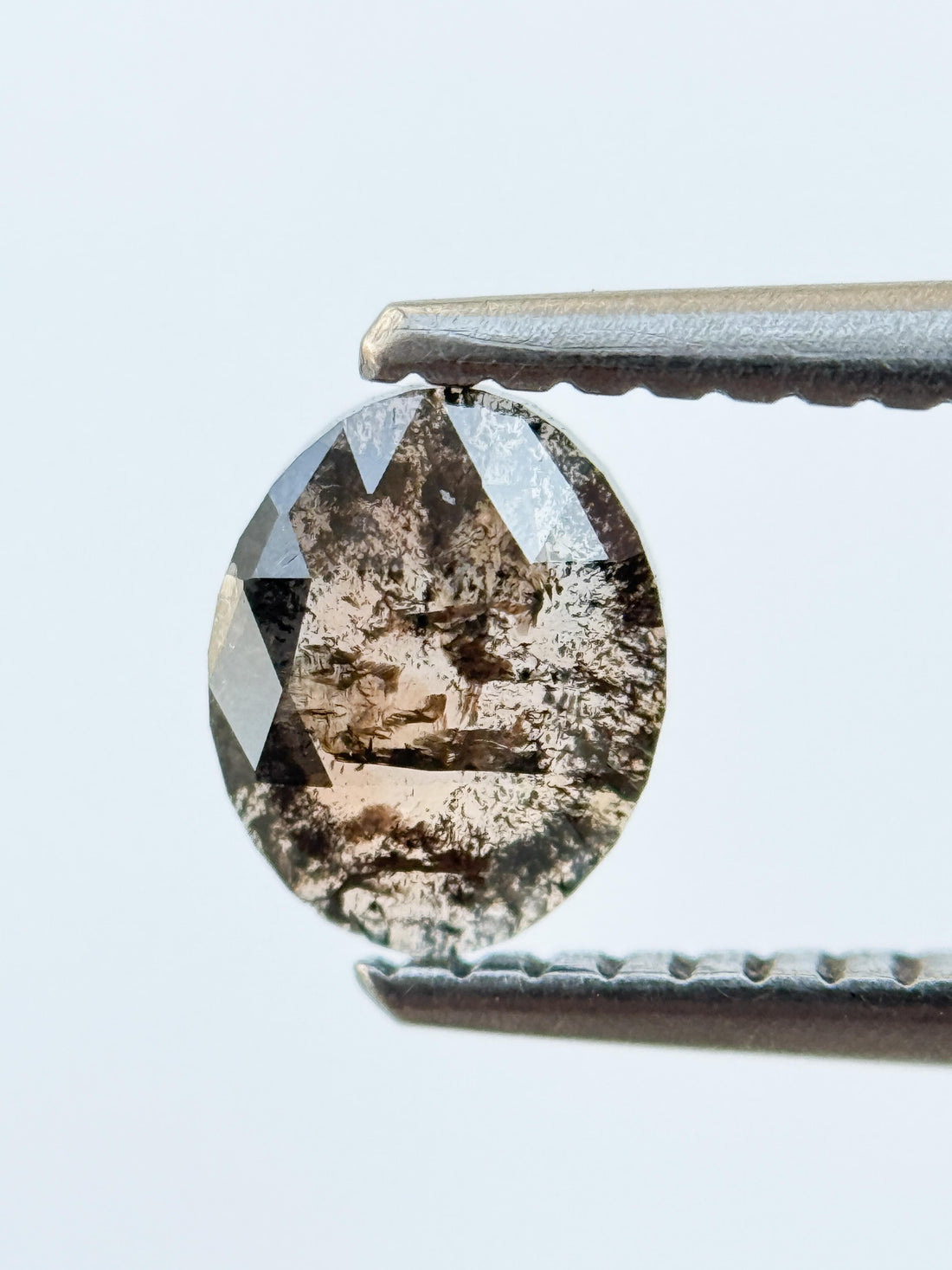 0.55 Ct Oval Rose Cut Brown Natural Salt and Pepper Diamond