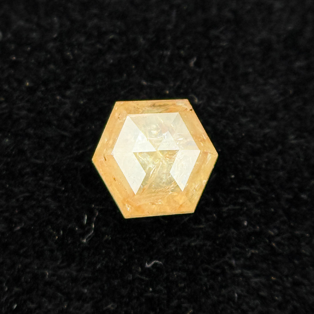 0.30 Ct Hexagon Rose Cut Yellow Natural Salt and Pepper Diamond