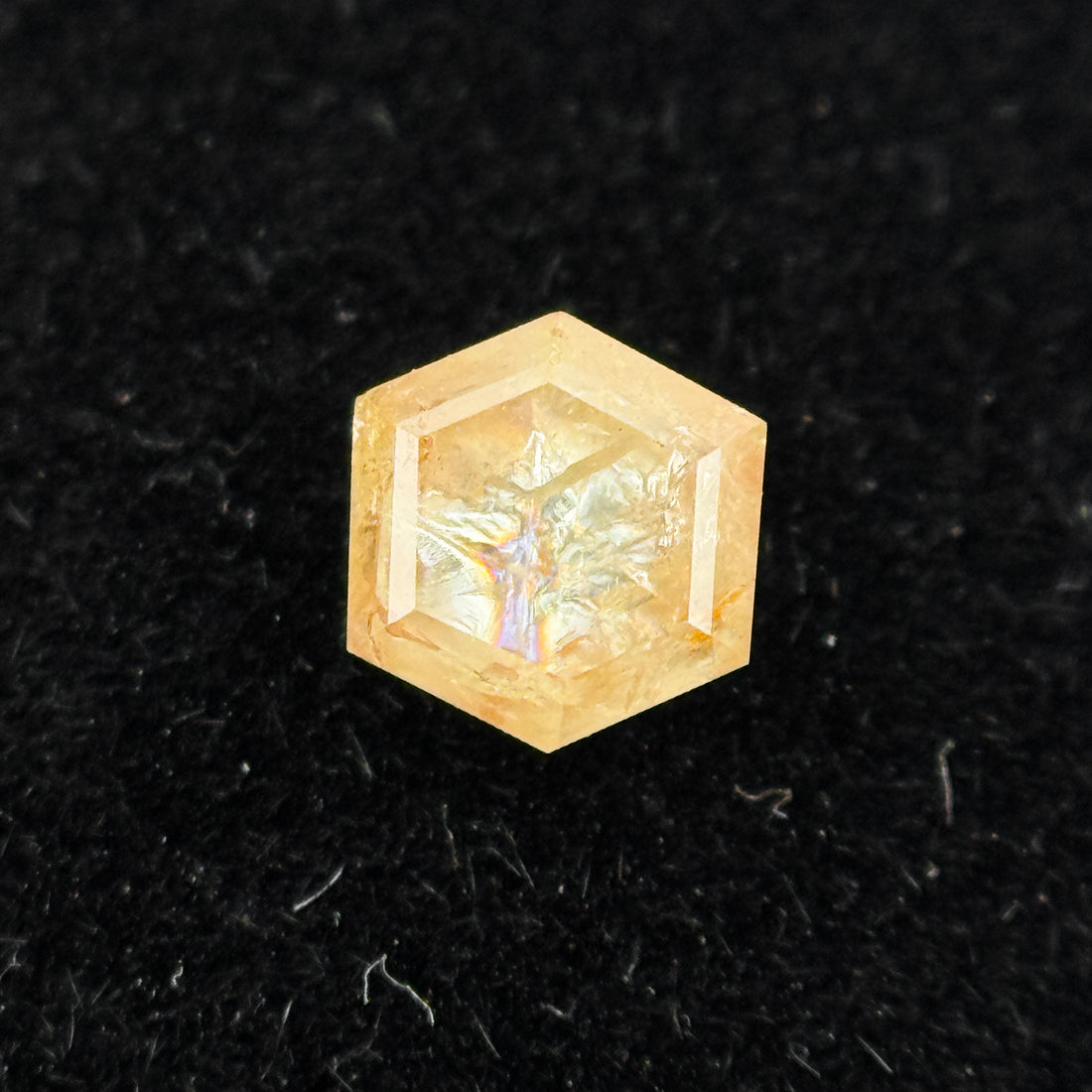 0.30 Ct Hexagon Rose Cut Yellow Natural Salt and Pepper Diamond