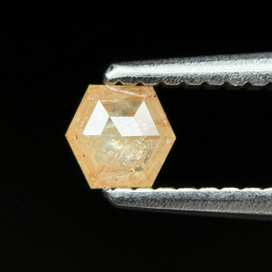 0.30 Ct Hexagon Rose Cut Yellow Natural Salt and Pepper Diamond
