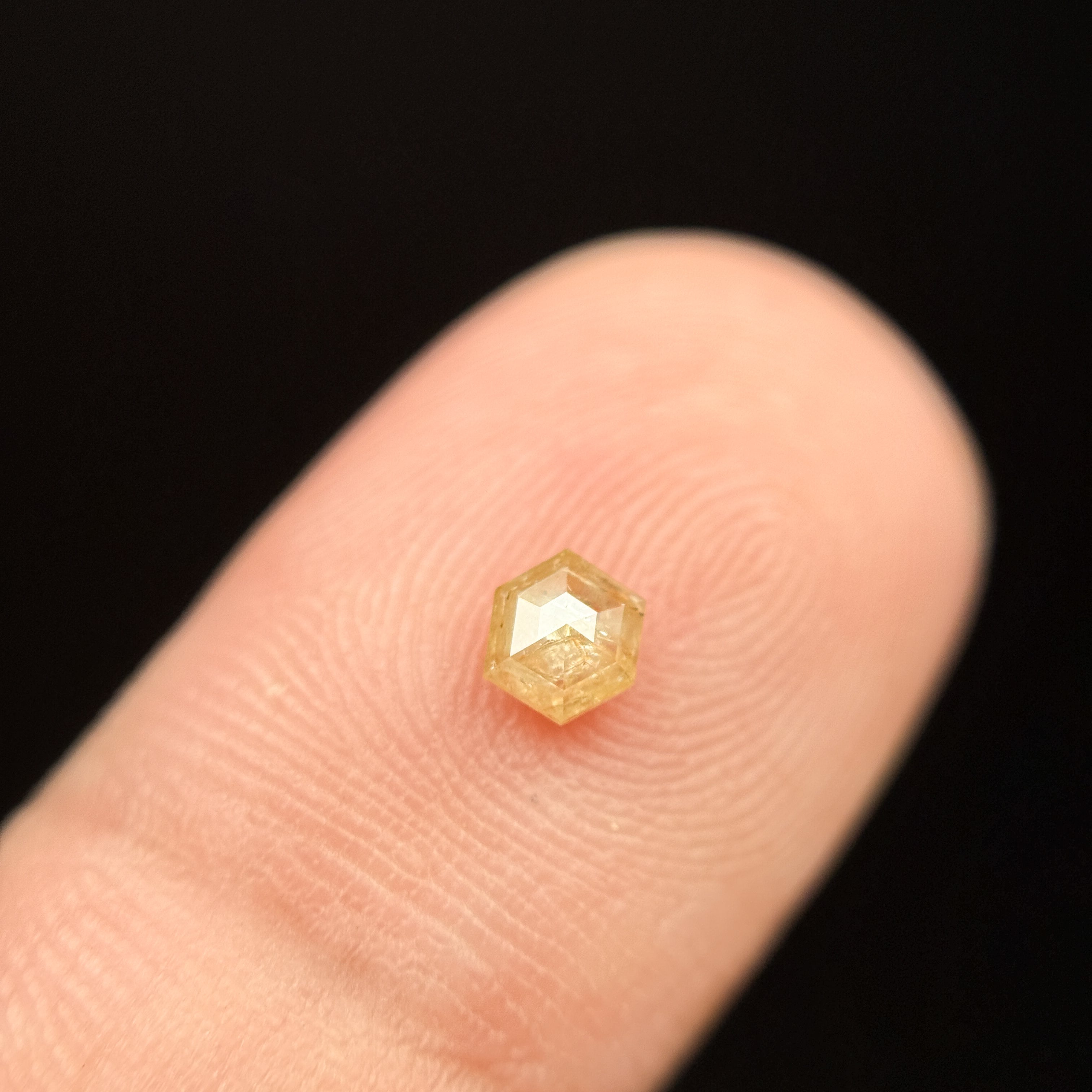 0.30 Ct Hexagon Rose Cut Yellow Natural Salt and Pepper Diamond