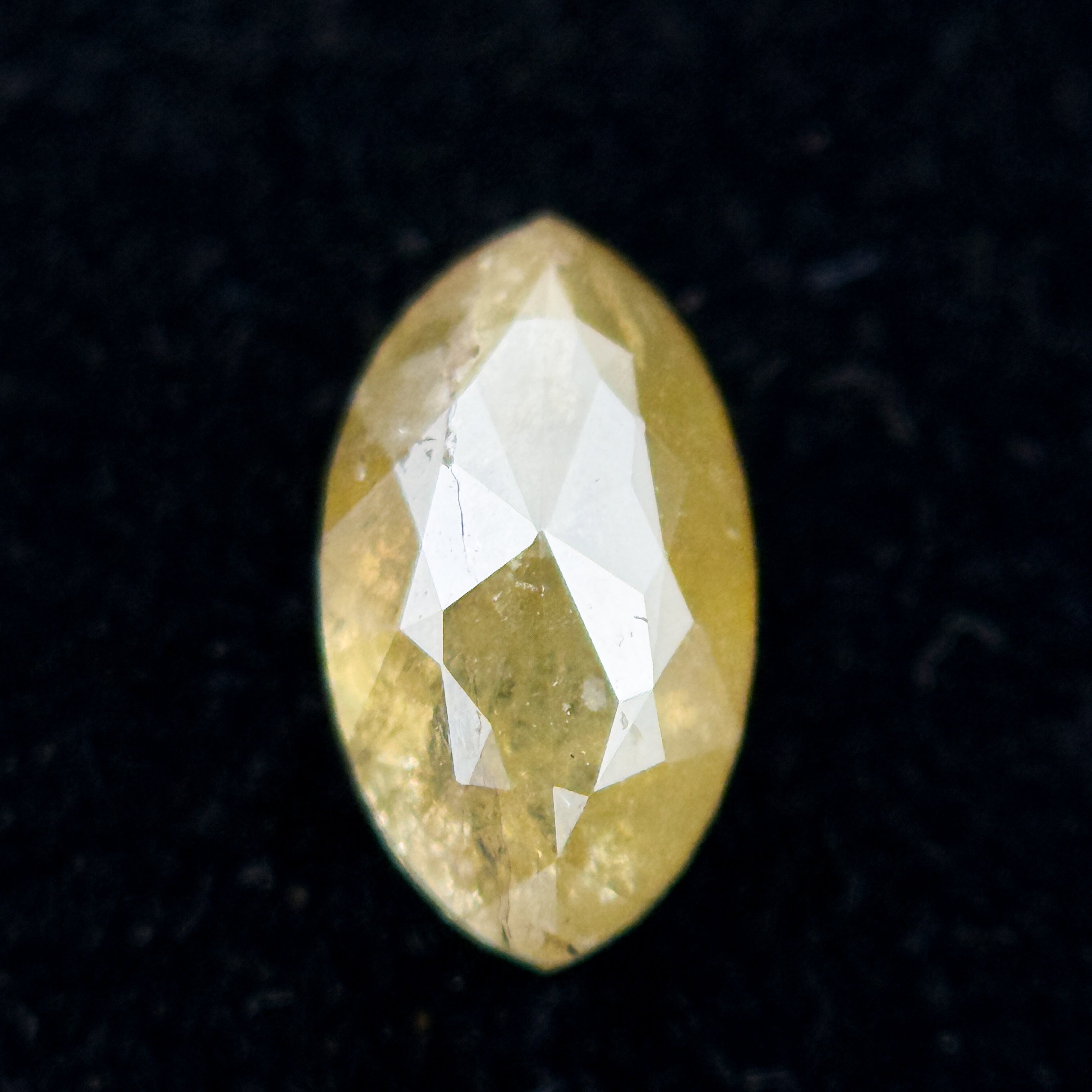 0.73 Ct Marquise Rose Cut Yellow Natural Salt and Pepper Diamond