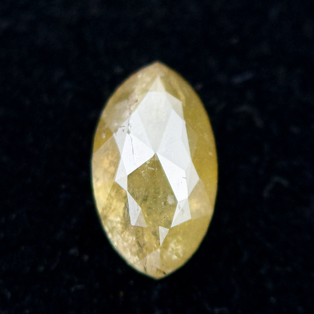 0.73 Ct Marquise Rose Cut Yellow Natural Salt and Pepper Diamond