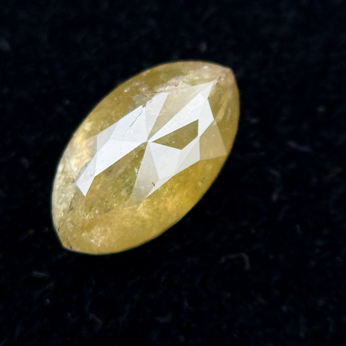 0.73 Ct Marquise Rose Cut Yellow Natural Salt and Pepper Diamond