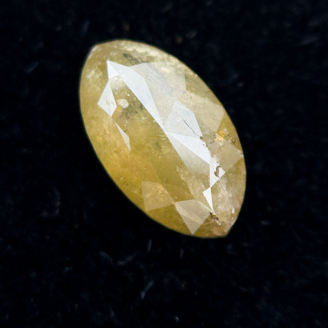 0.73 Ct Marquise Rose Cut Yellow Natural Salt and Pepper Diamond