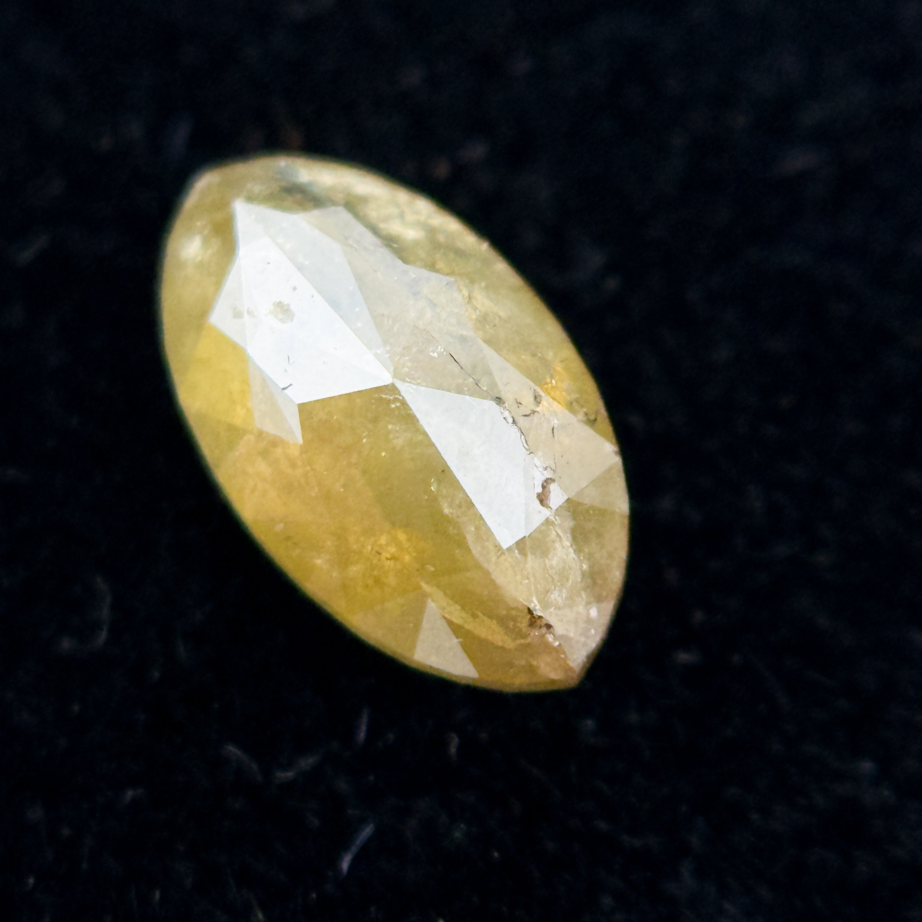 0.73 Ct Marquise Rose Cut Yellow Natural Salt and Pepper Diamond