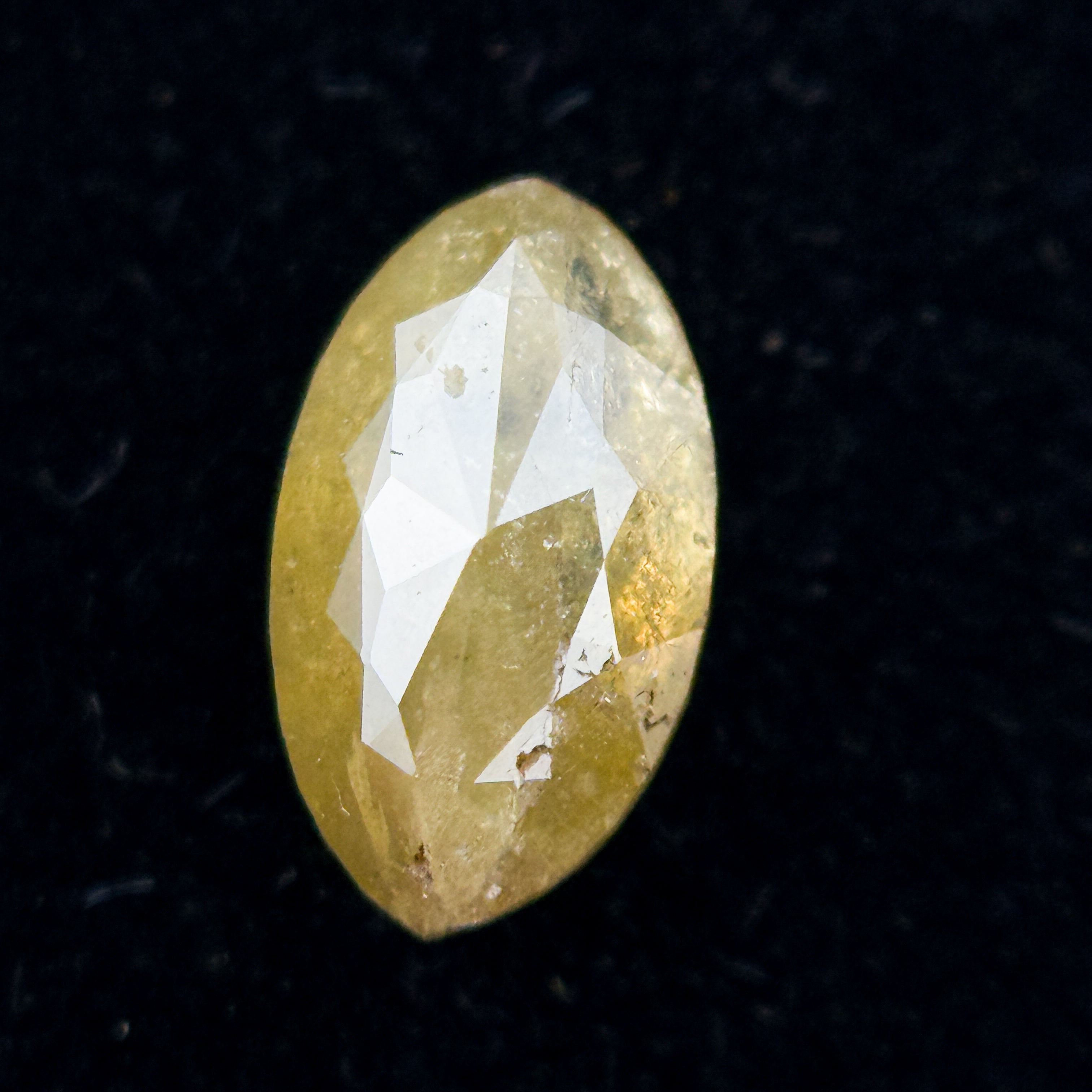 0.73 Ct Marquise Rose Cut Yellow Natural Salt and Pepper Diamond