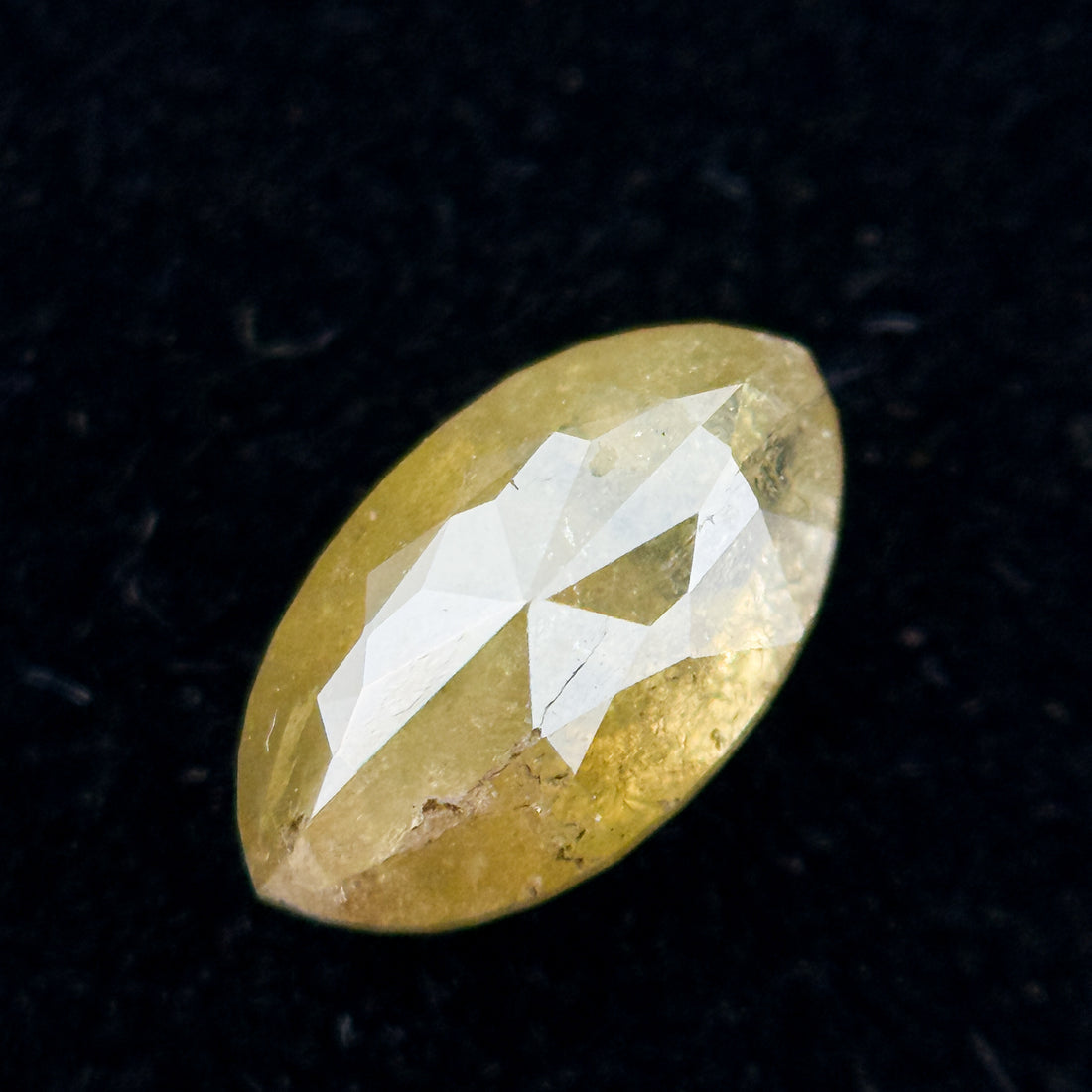 0.73 Ct Marquise Rose Cut Yellow Natural Salt and Pepper Diamond
