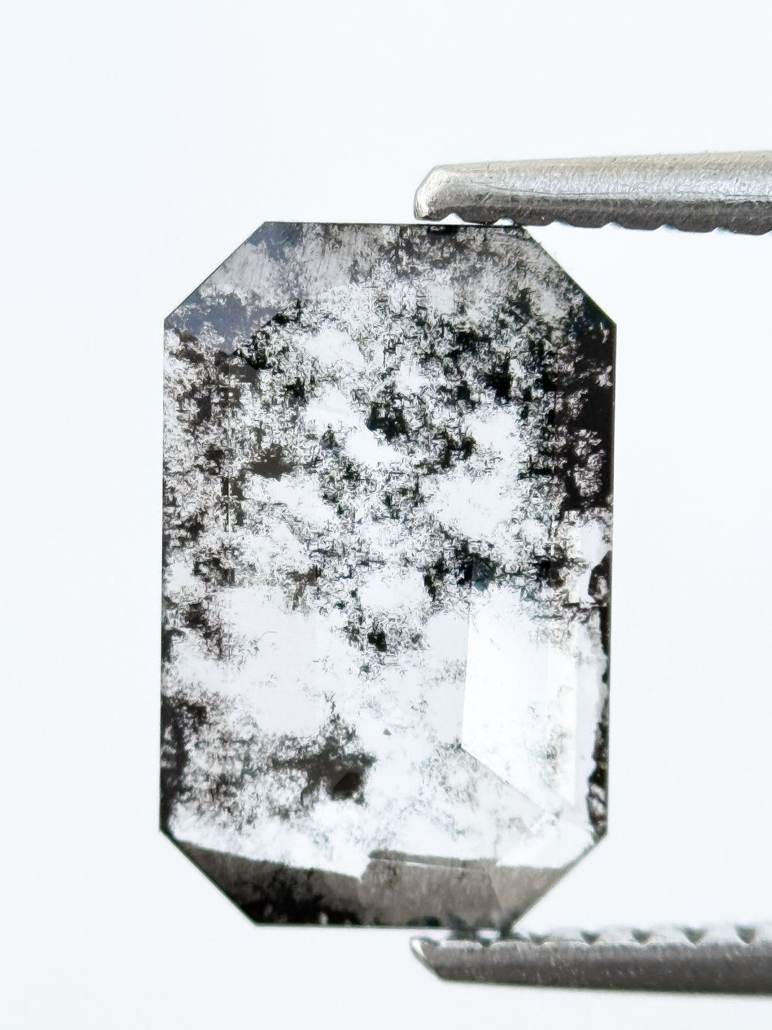 1.24 Ct Emerald Rose Cut Grey Natural Salt and Pepper Diamond