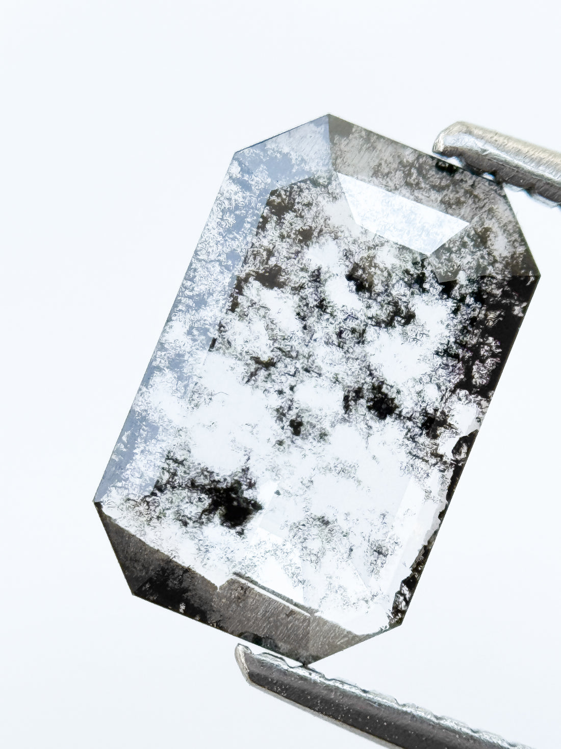 1.24 Ct Emerald Rose Cut Grey Natural Salt and Pepper Diamond