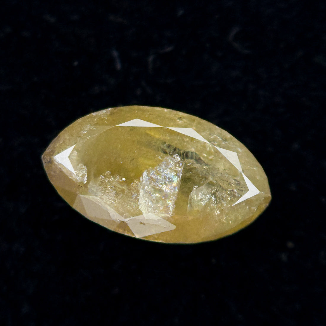 0.73 Ct Marquise Rose Cut Yellow Natural Salt and Pepper Diamond