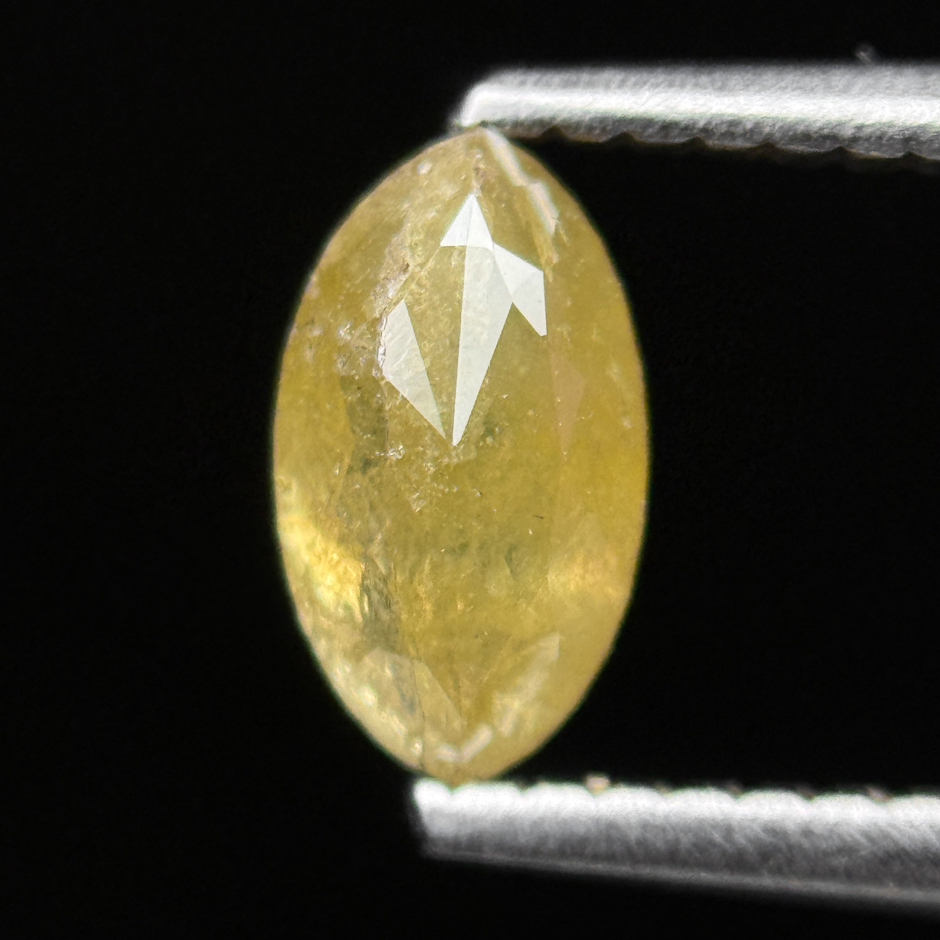 0.73 Ct Marquise Rose Cut Yellow Natural Salt and Pepper Diamond