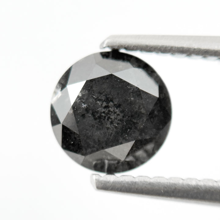 1.05 Ct Round Rose Cut Grey Natural Salt and Pepper Diamond