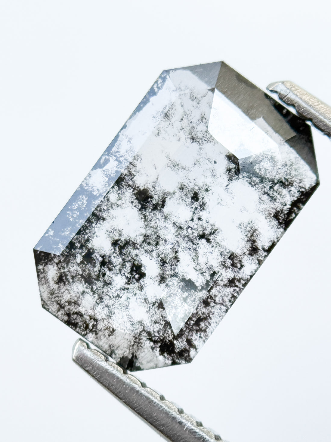 1.24 Ct Emerald Rose Cut Grey Natural Salt and Pepper Diamond