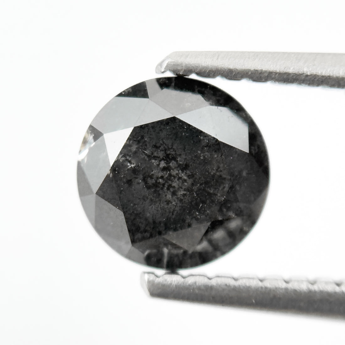 1.05 Ct Round Rose Cut Grey Natural Salt and Pepper Diamond