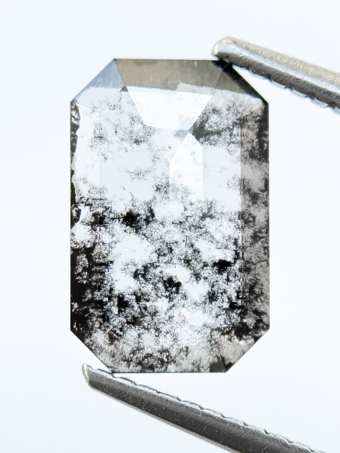 1.24 Ct Emerald Rose Cut Grey Natural Salt and Pepper Diamond