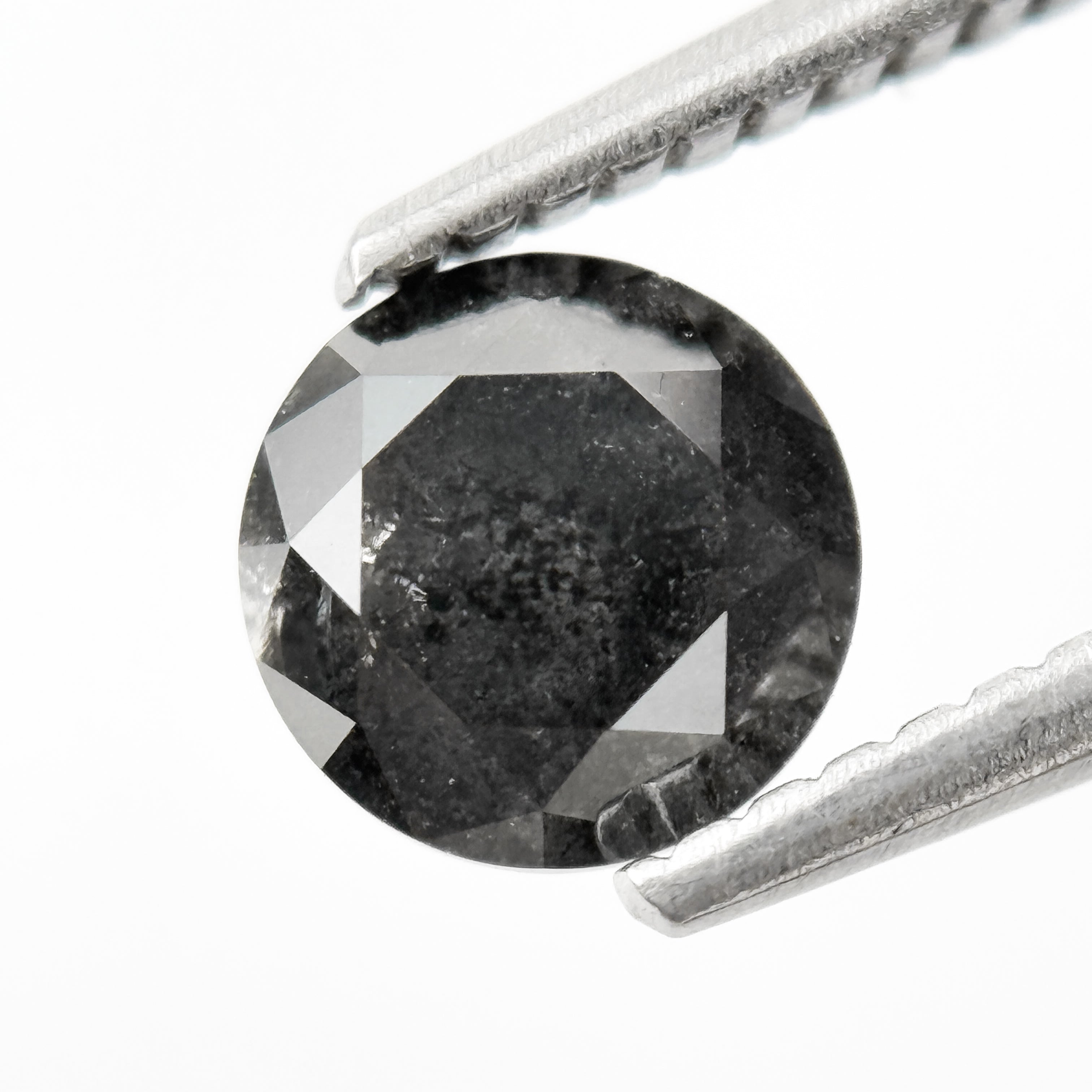 1.05 Ct Round Rose Cut Grey Natural Salt and Pepper Diamond