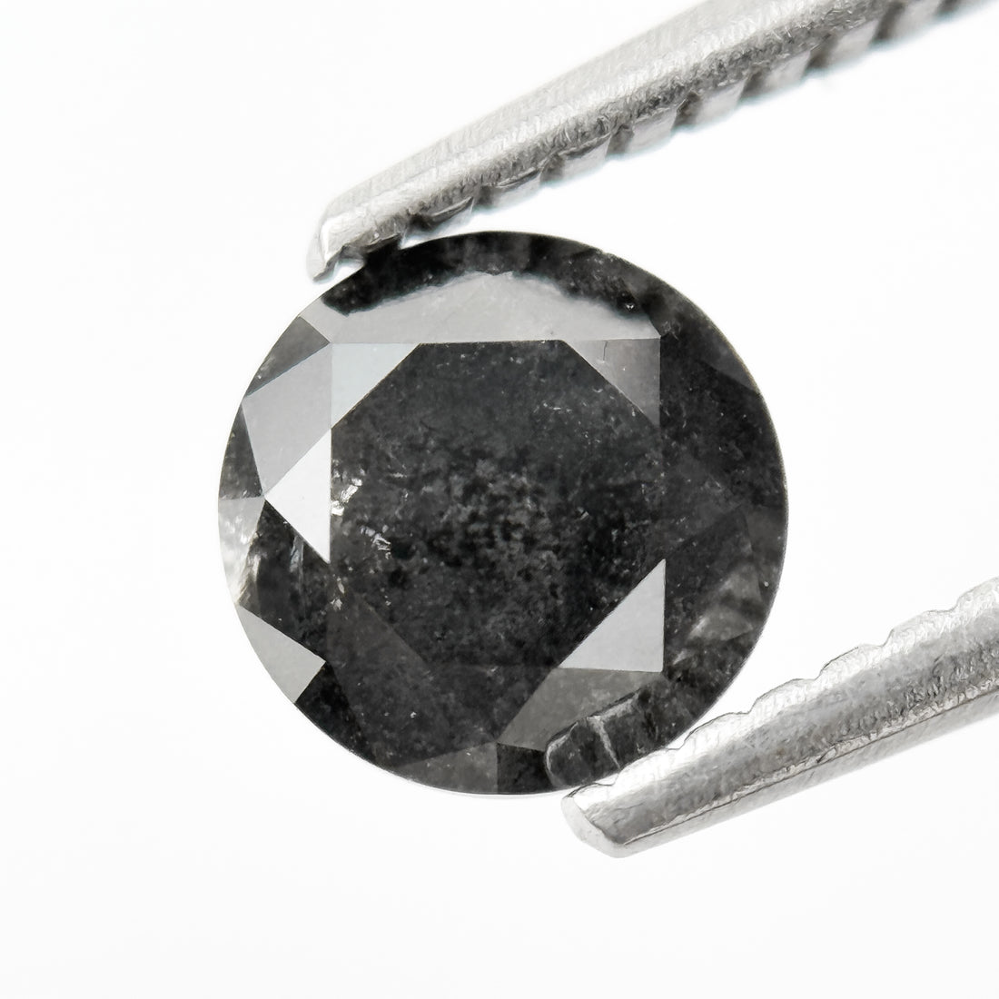1.05 Ct Round Rose Cut Grey Natural Salt and Pepper Diamond
