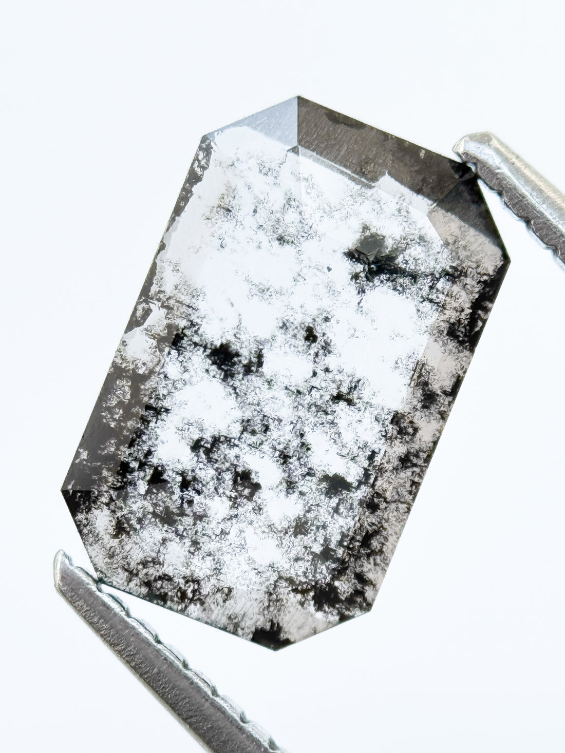 1.24 Ct Emerald Rose Cut Grey Natural Salt and Pepper Diamond