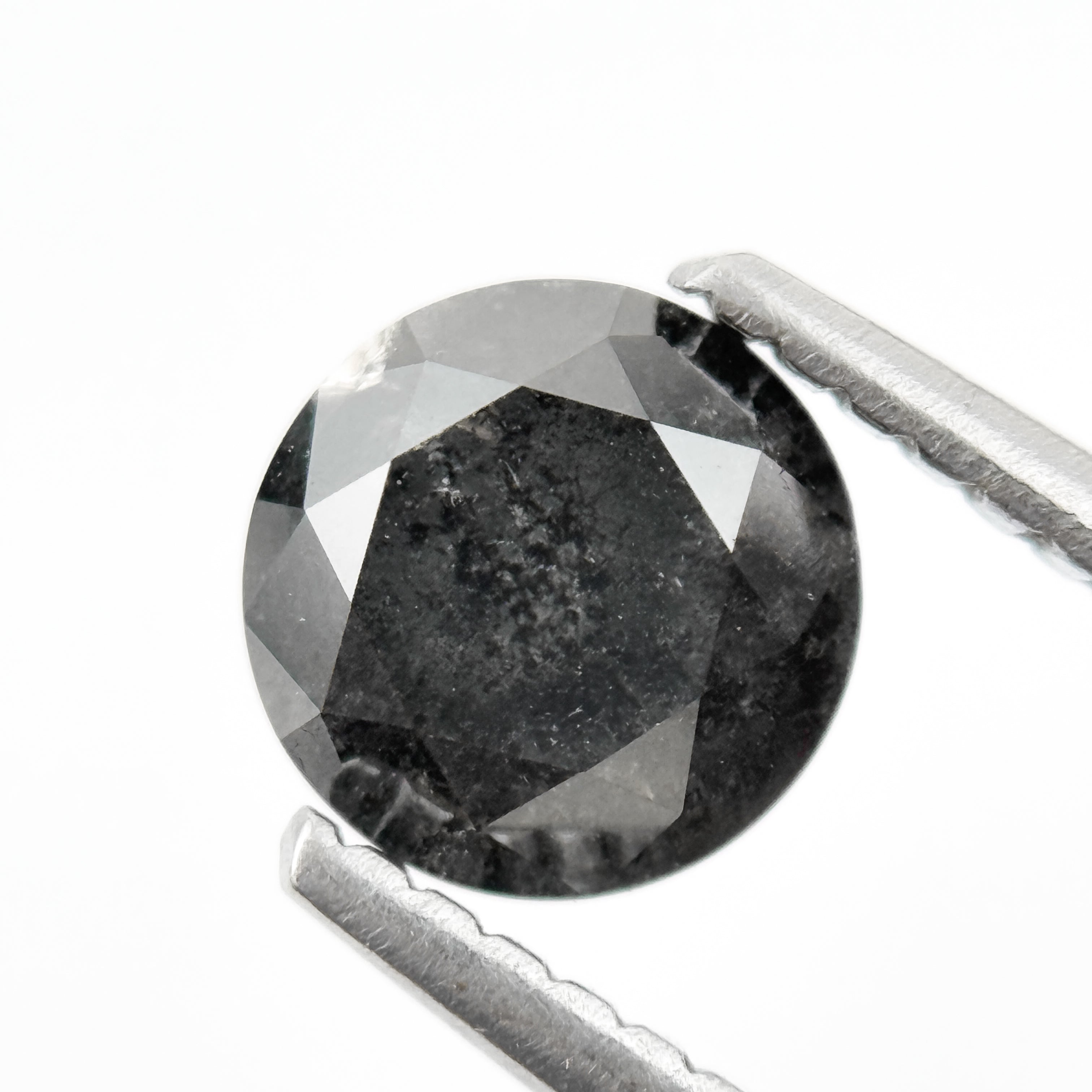 1.05 Ct Round Rose Cut Grey Natural Salt and Pepper Diamond