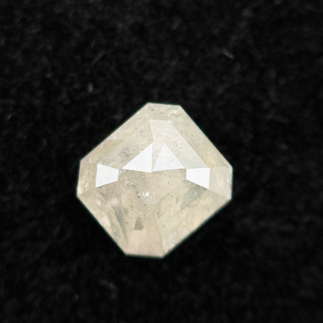 0.58 Ct Emerald Rose Cut White Natural Salt and Pepper Diamond