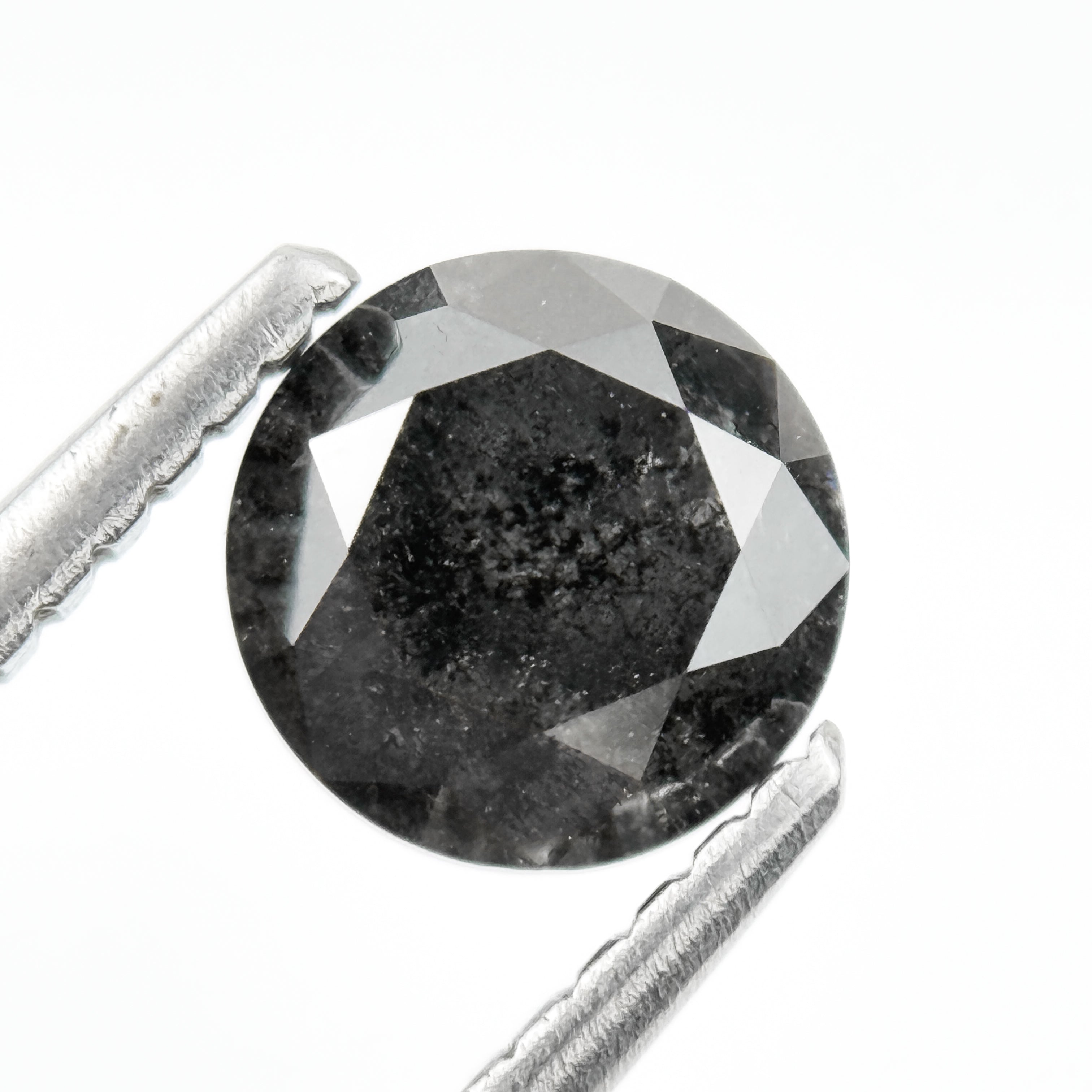 1.05 Ct Round Rose Cut Grey Natural Salt and Pepper Diamond